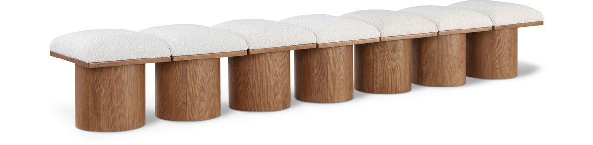 Pavilion Modular Bench 7-Piece Bench, 108.5"W x 18"D — Cream / Brown Base