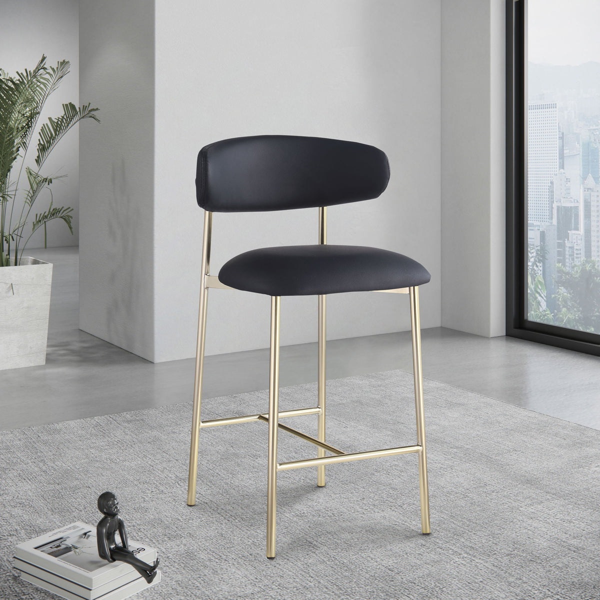 Lupita - Counter Stool (Set of 2) with Brushed Gold Frame