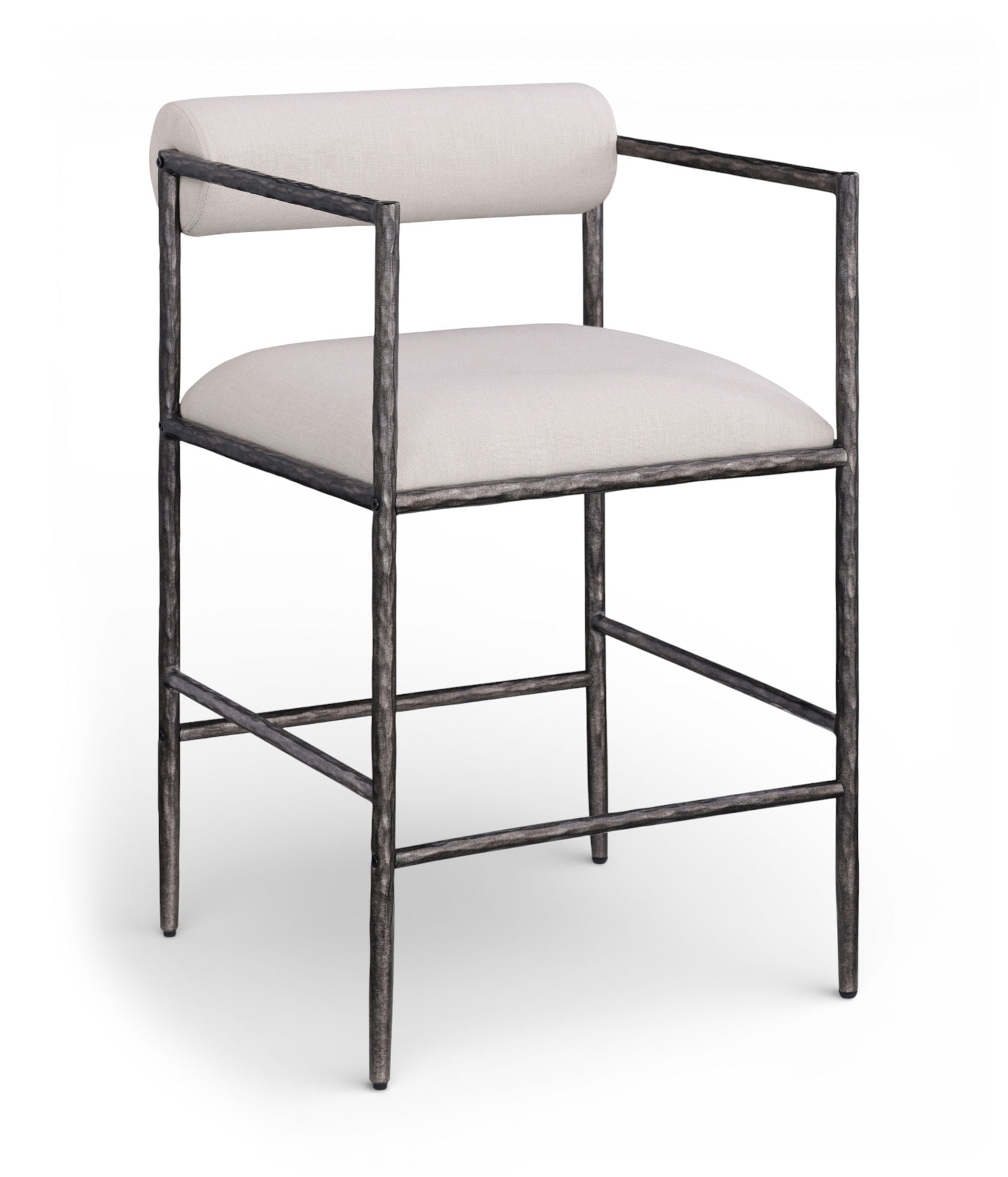 Axis - Linen Textured Beige Fabric Upholstered Counter Stool (Set of 2)