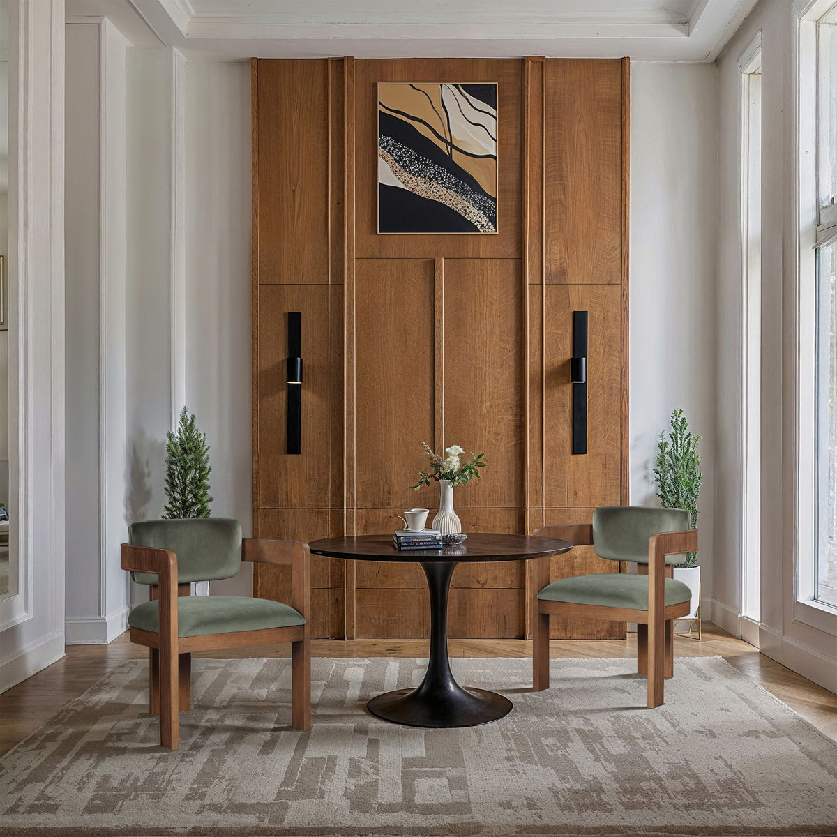 Sacha - Velvet Dining Chair (Set of 2) with Brown Base