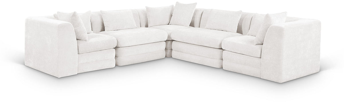 Stellar Chenille Modular Sectional — 5-Piece 114" Sectional, Style C — Cream