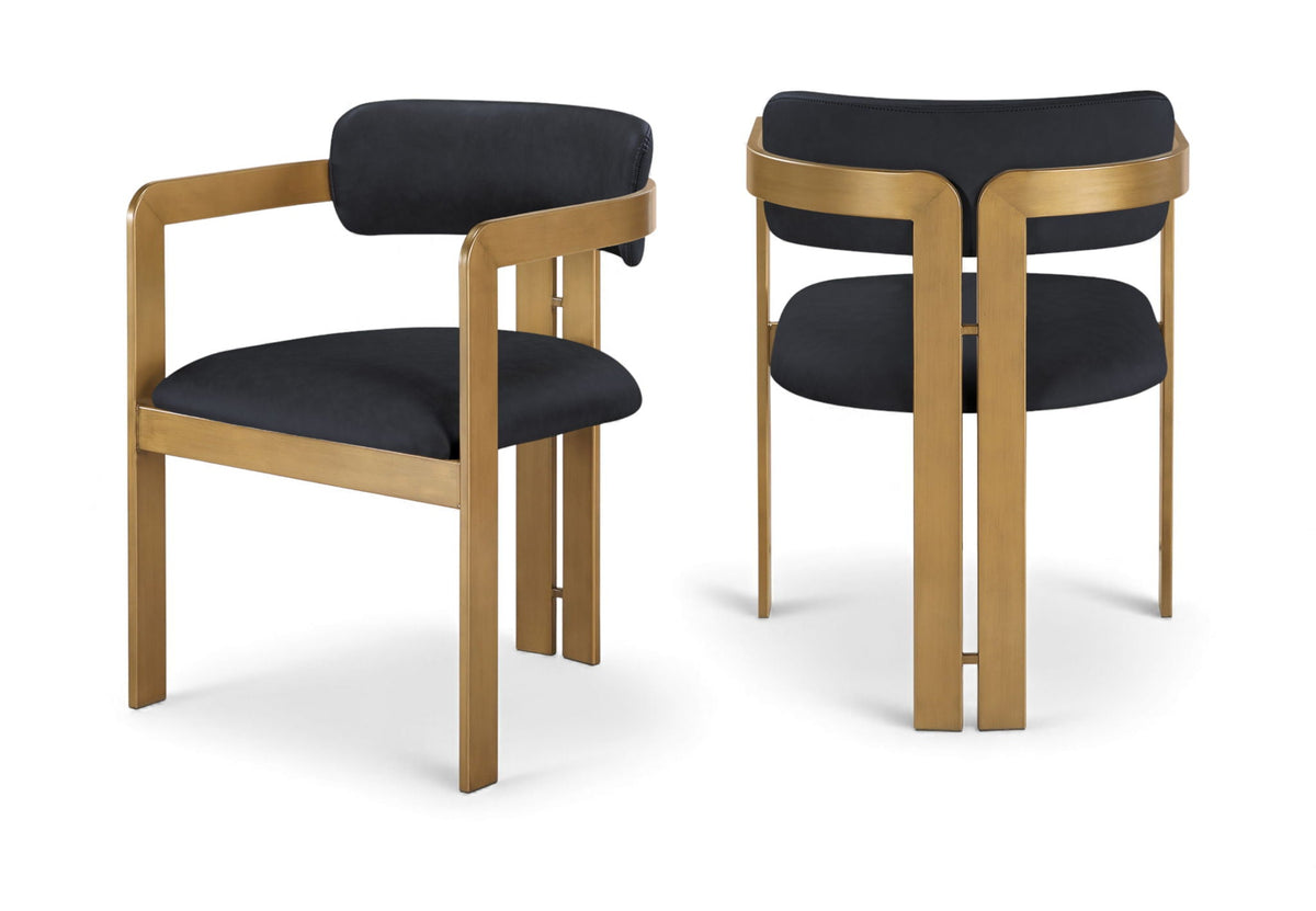 Aurum Vegan Leather Dining Chair (Set of 2) with Brushed Brass