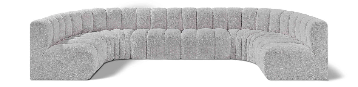 Arc Boucle Modular Sectional — 8-Piece Sofa — Grey