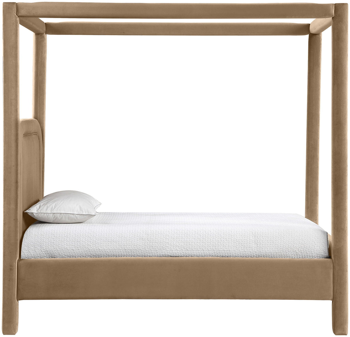 Salina Velvet Upholstered Canopy Bed — 10 Colors, Twin to King