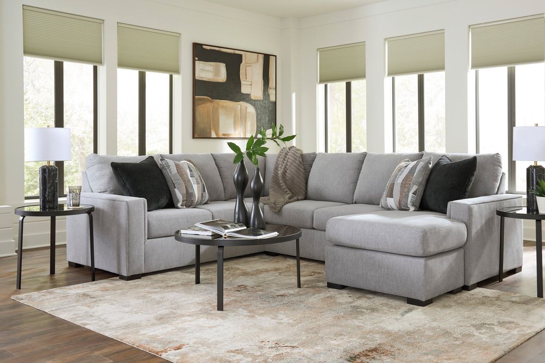 Ashley 668-04 Sectional — Reversible Chaise & Movable Ottoman