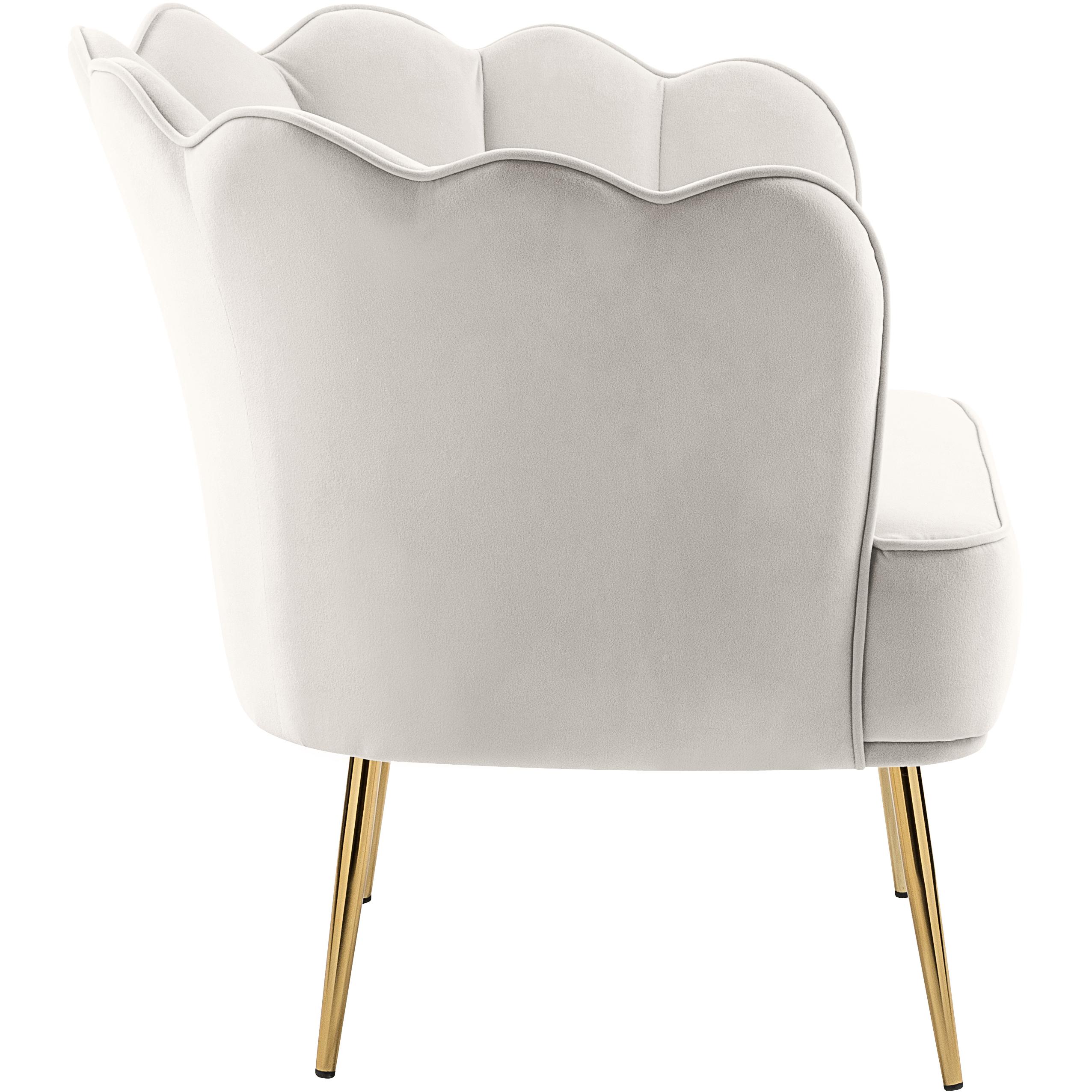 Meridian Jester Cream Velvet Accent Chair