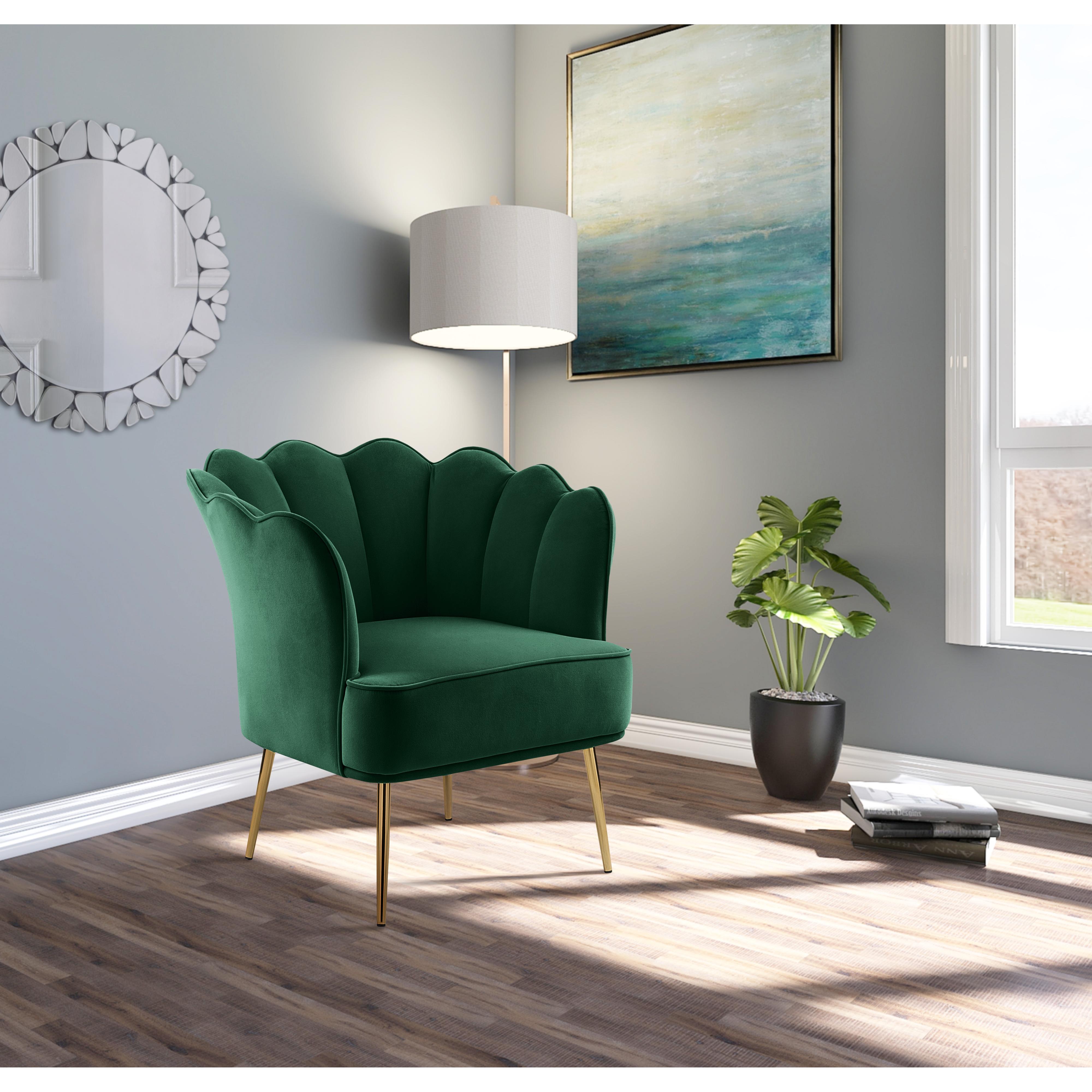 Meridian Jester Green Velvet Accent Chair