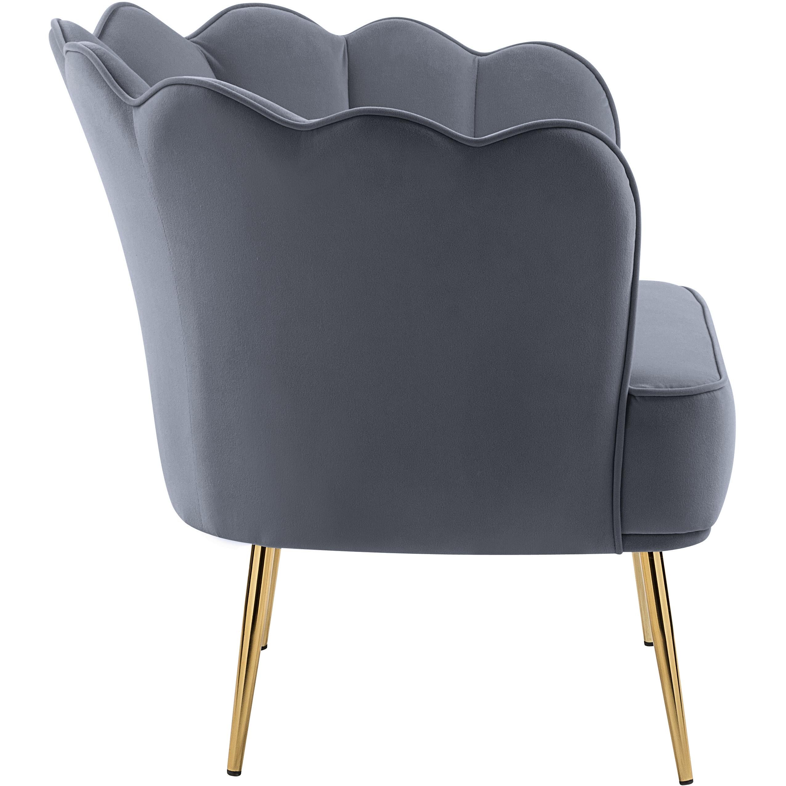 Meridian Jester Grey Velvet Accent Chair