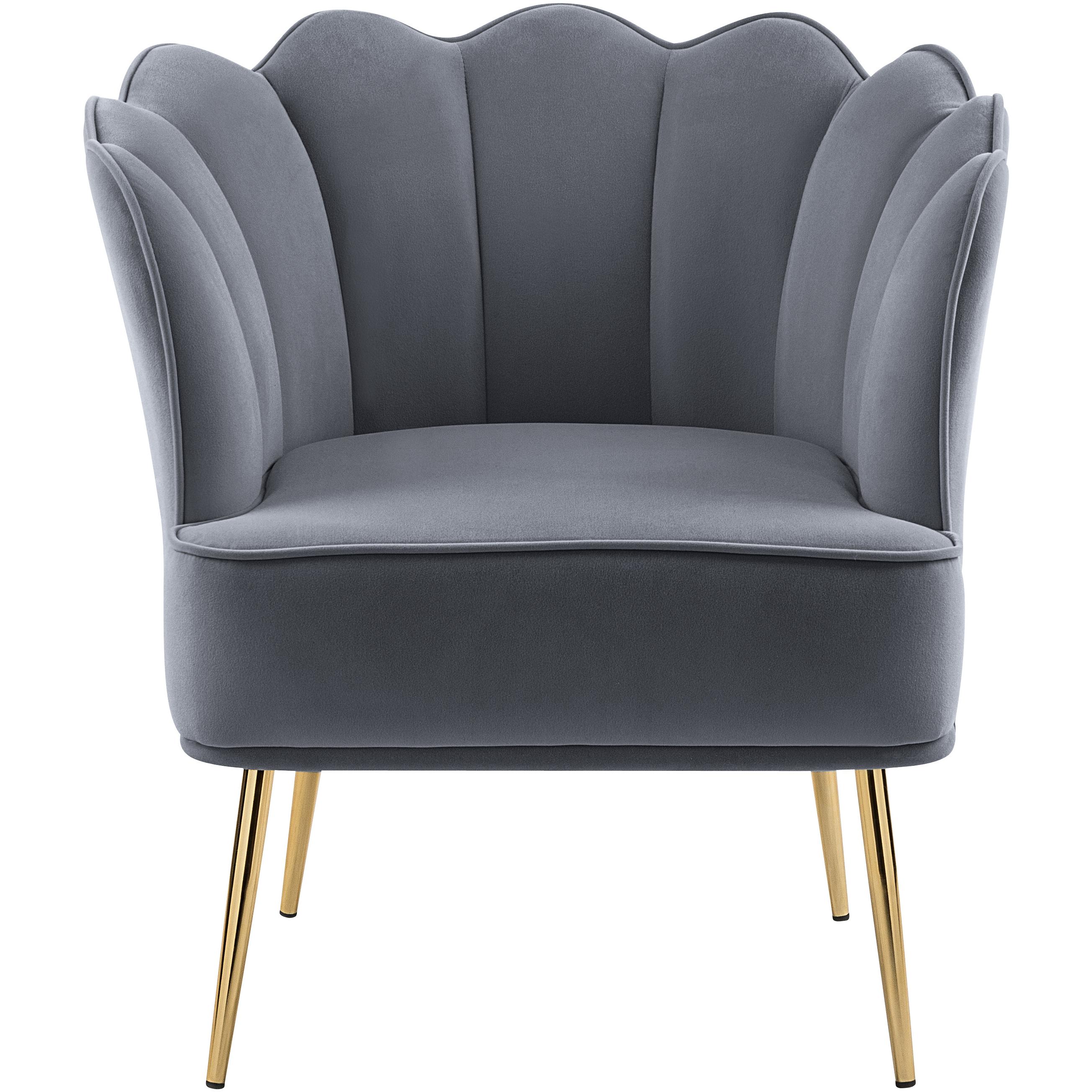 Meridian Jester Grey Velvet Accent Chair