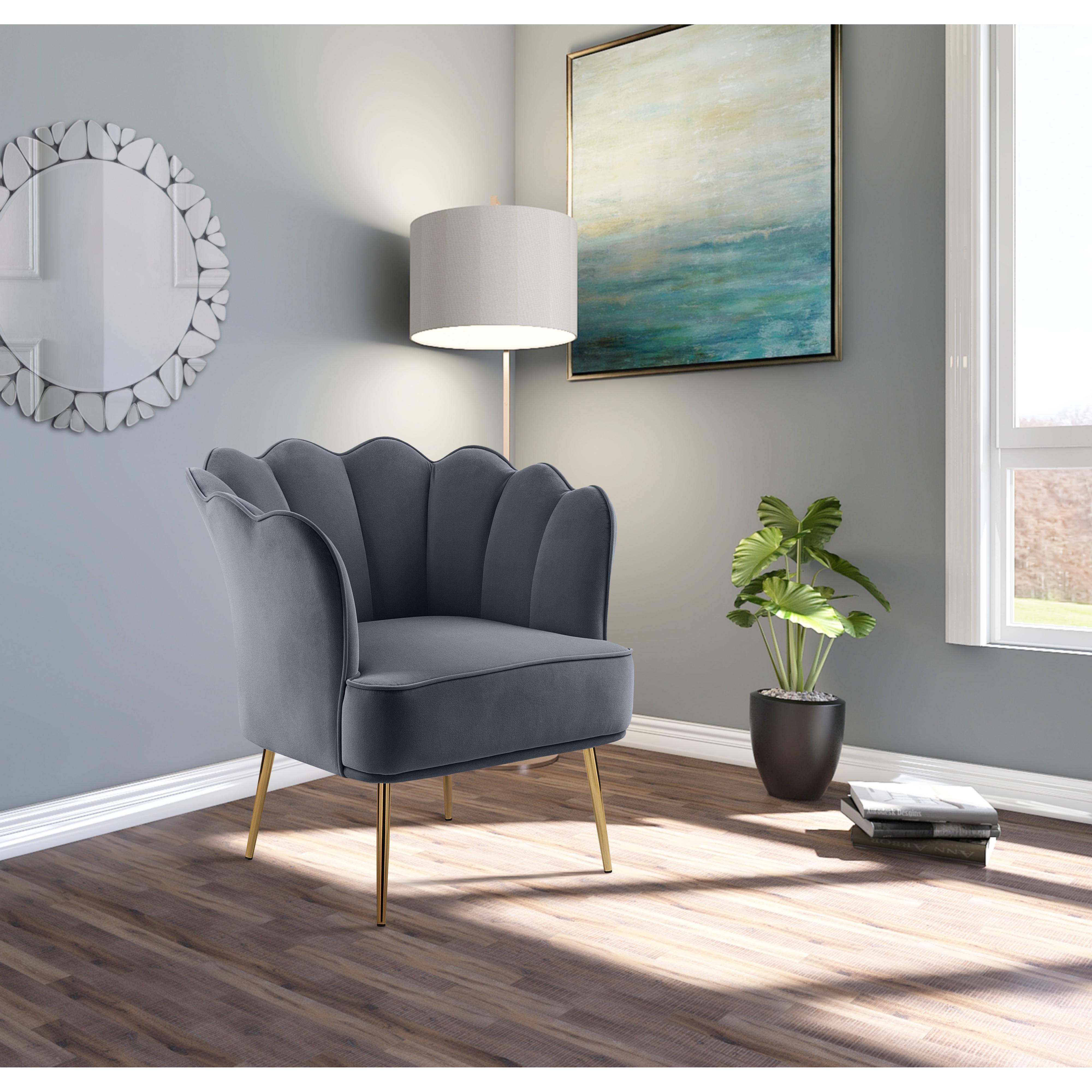 Meridian Jester Grey Velvet Accent Chair
