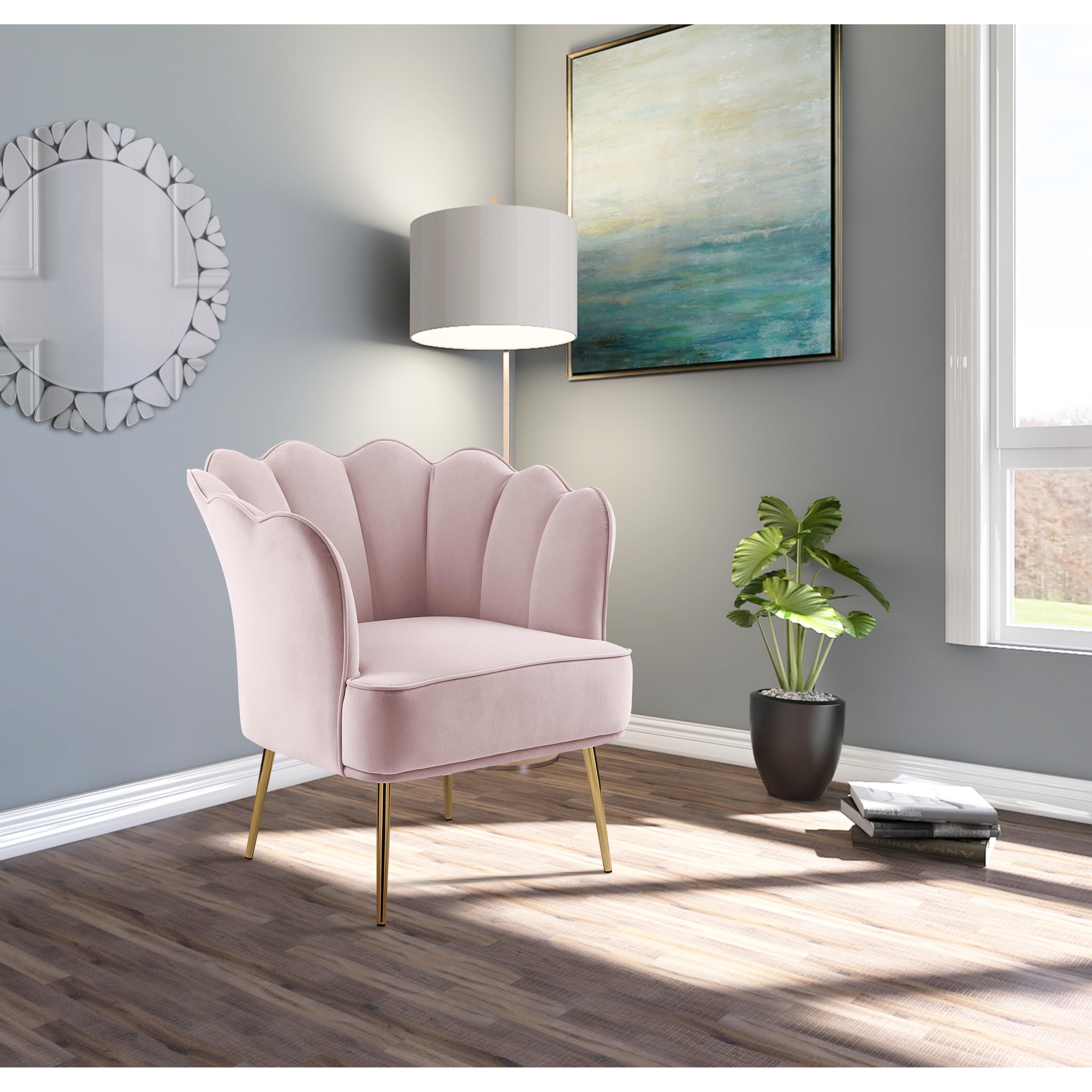 Meridian Jester Pink Velvet Accent Chair