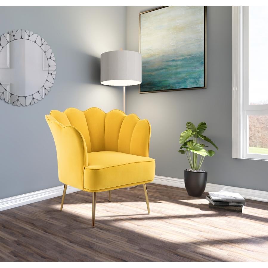 Meridian Jester Yellow Velvet Accent Chair