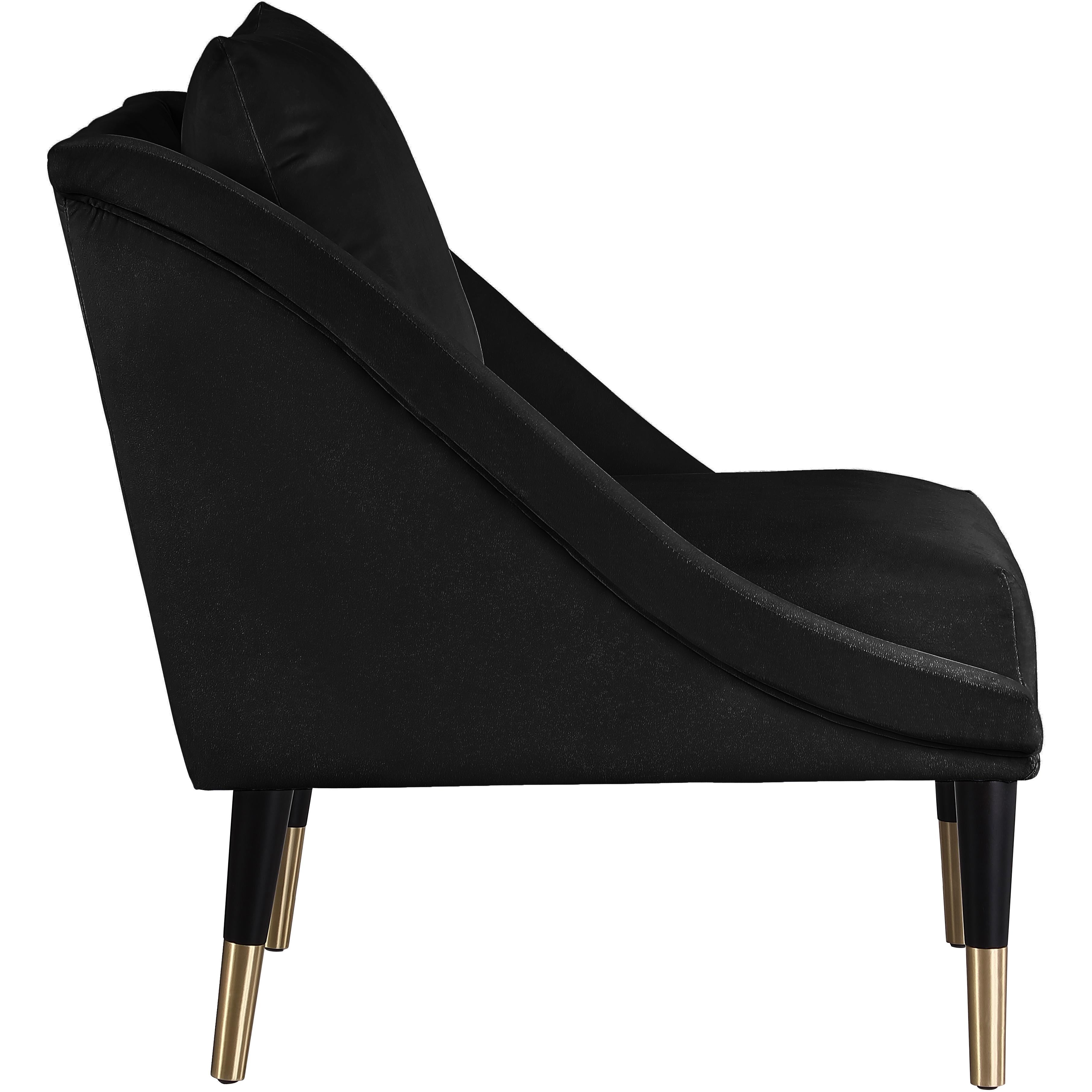 Meridian Elegante Black Velvet Accent Chair