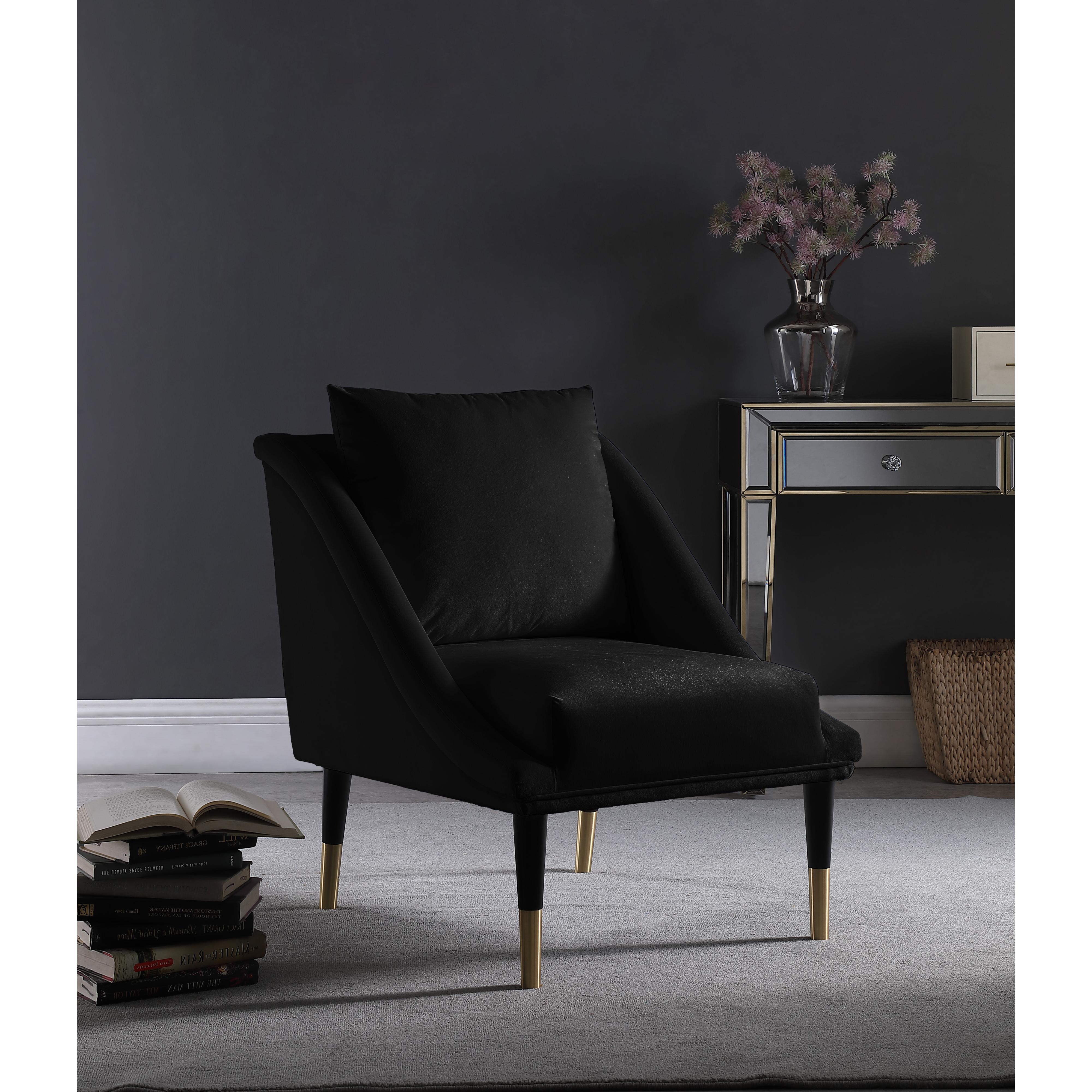 Meridian Elegante Black Velvet Accent Chair
