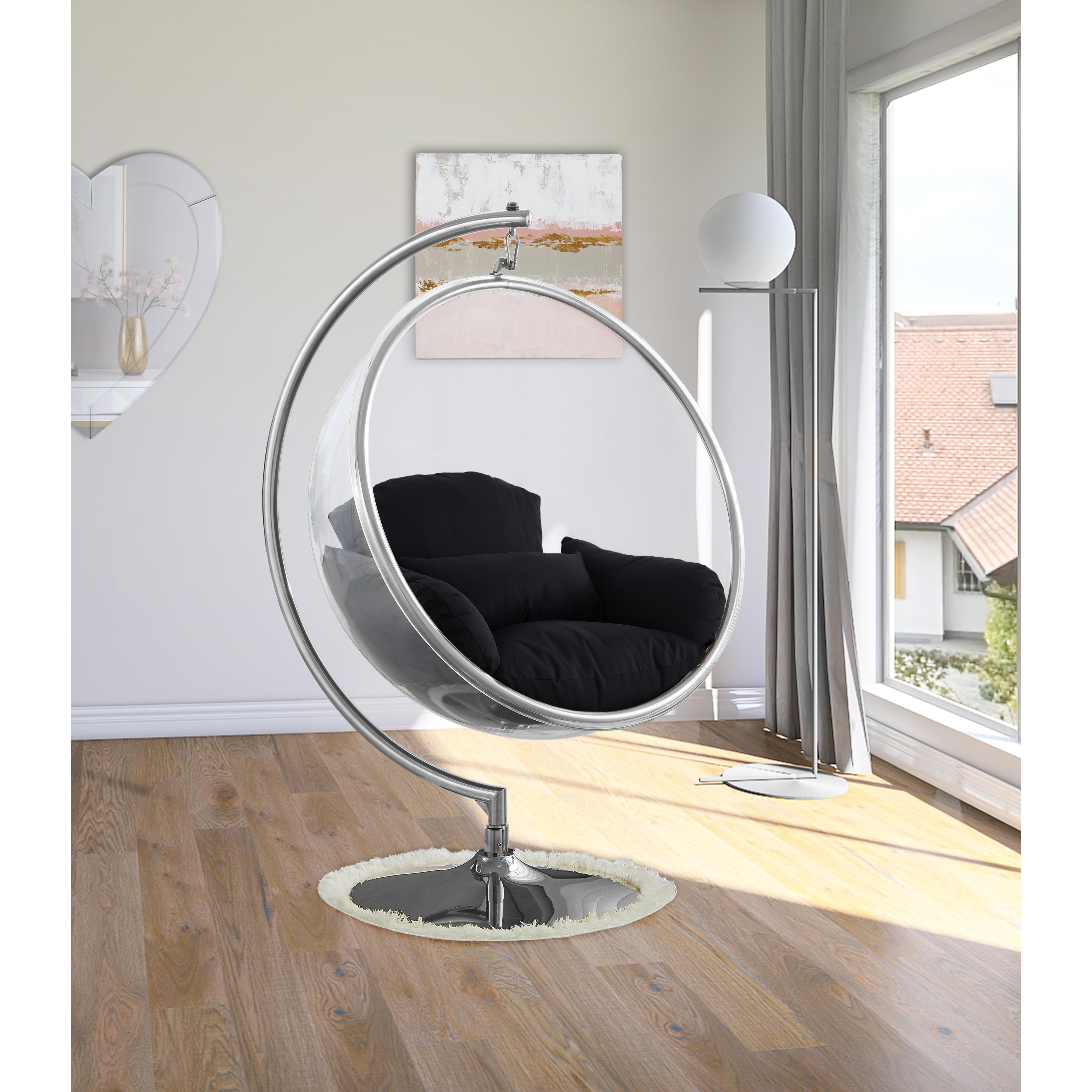 Meridian Luna Black Durable Fabric Acrylic Swing Chair