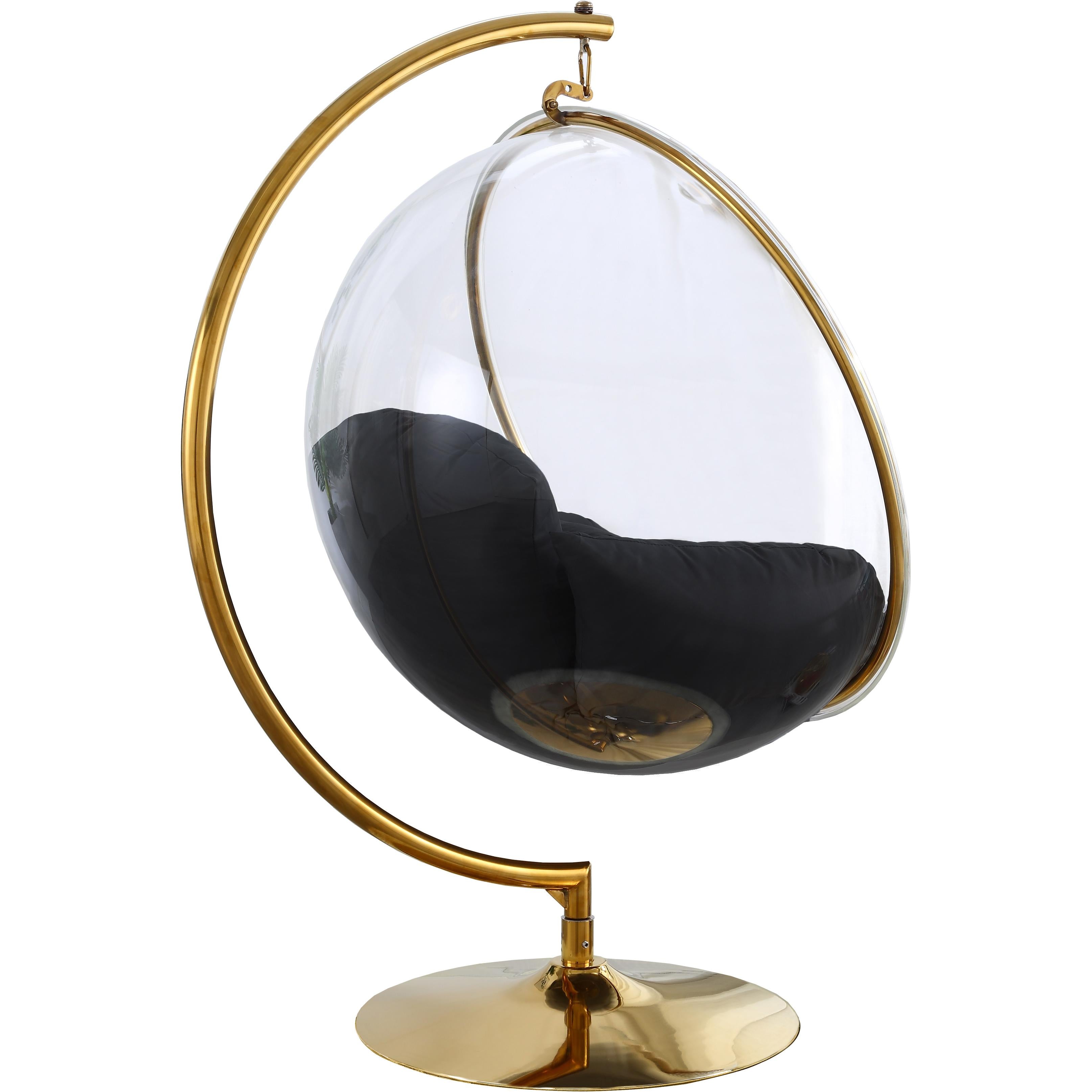 Meridian Luna Black Fabric Acrylic Swing Bubble Accent Chair (2 Boxes)