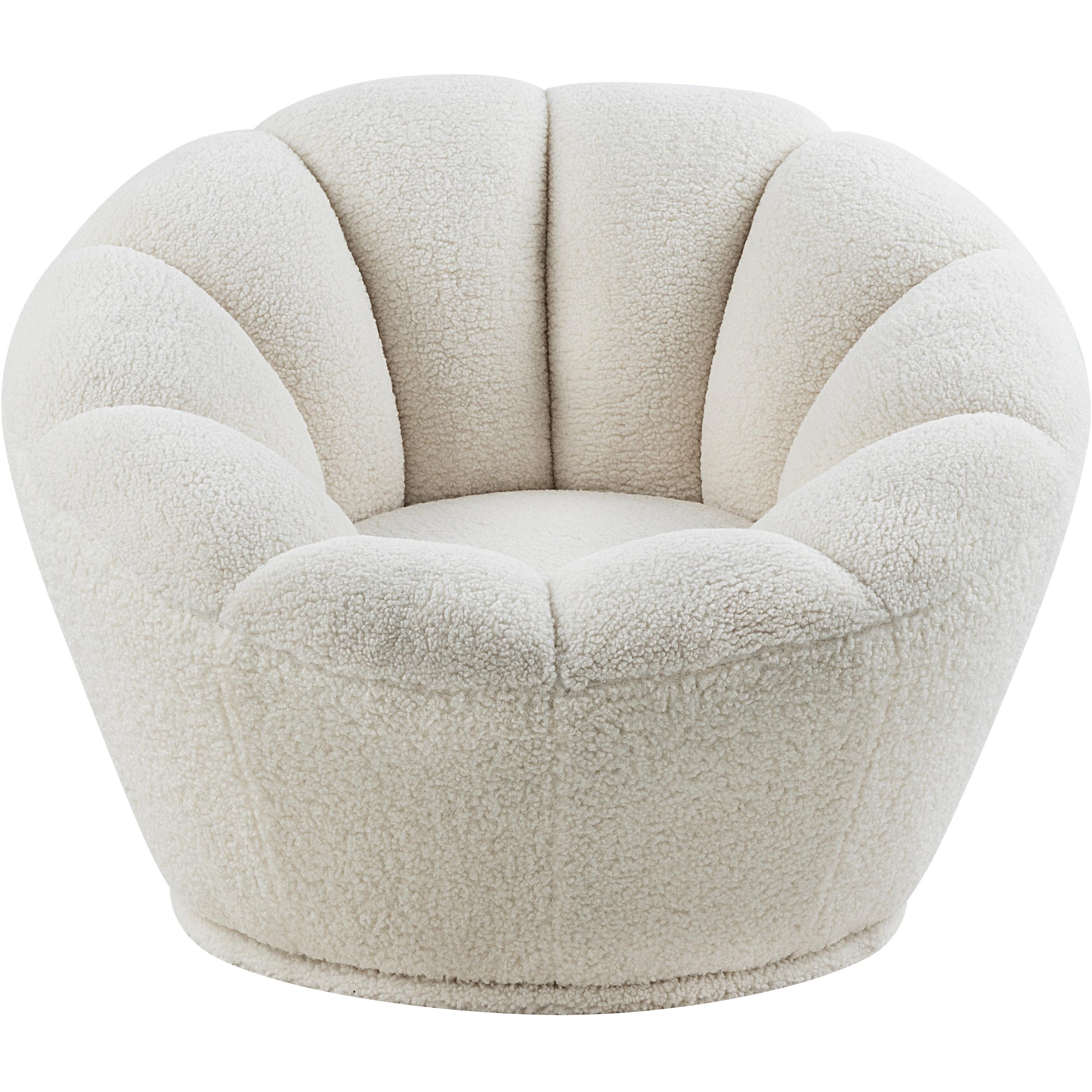 Meridian Dream White Faux Sheepskin Fur Accent Chair