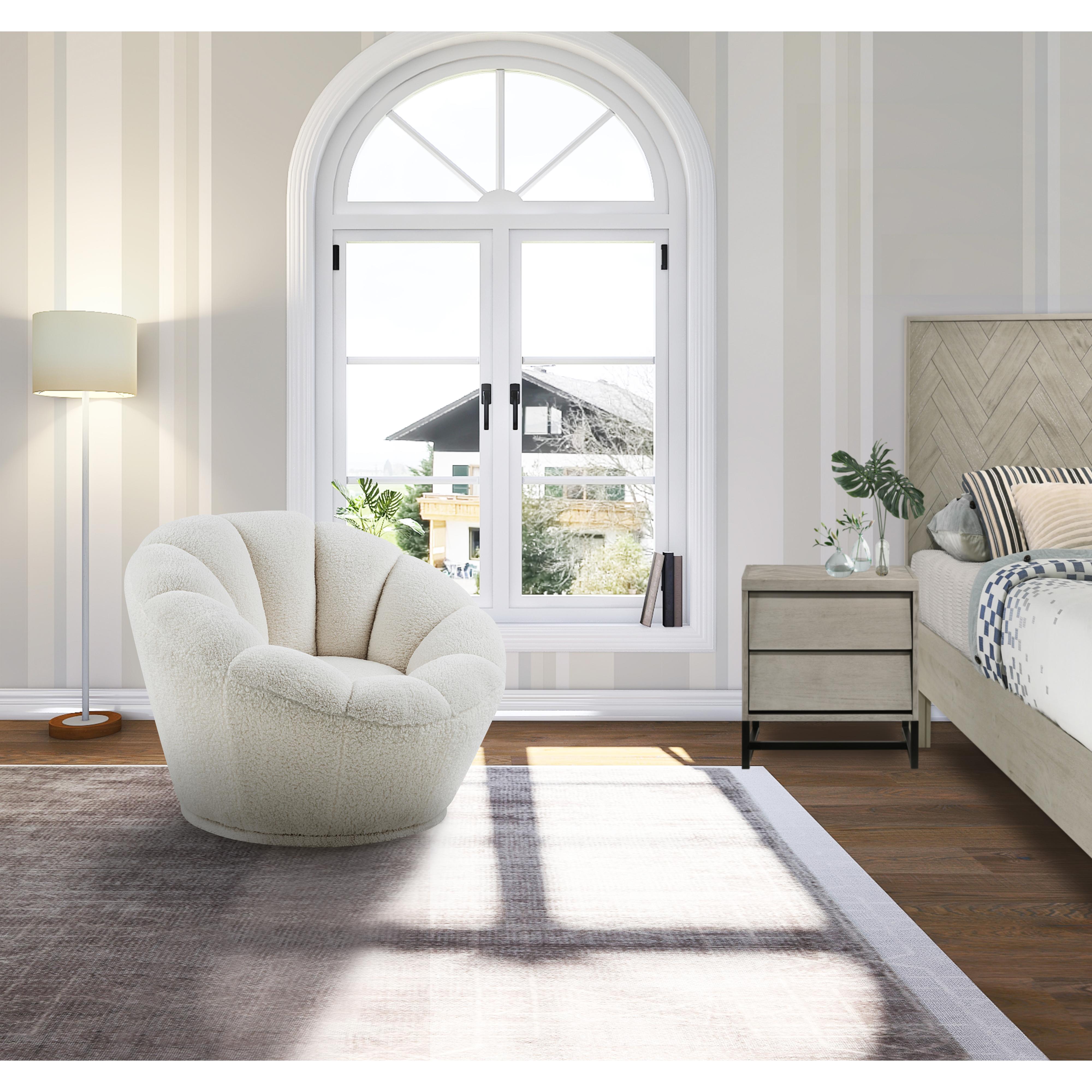 Meridian Dream White Faux Sheepskin Fur Accent Chair