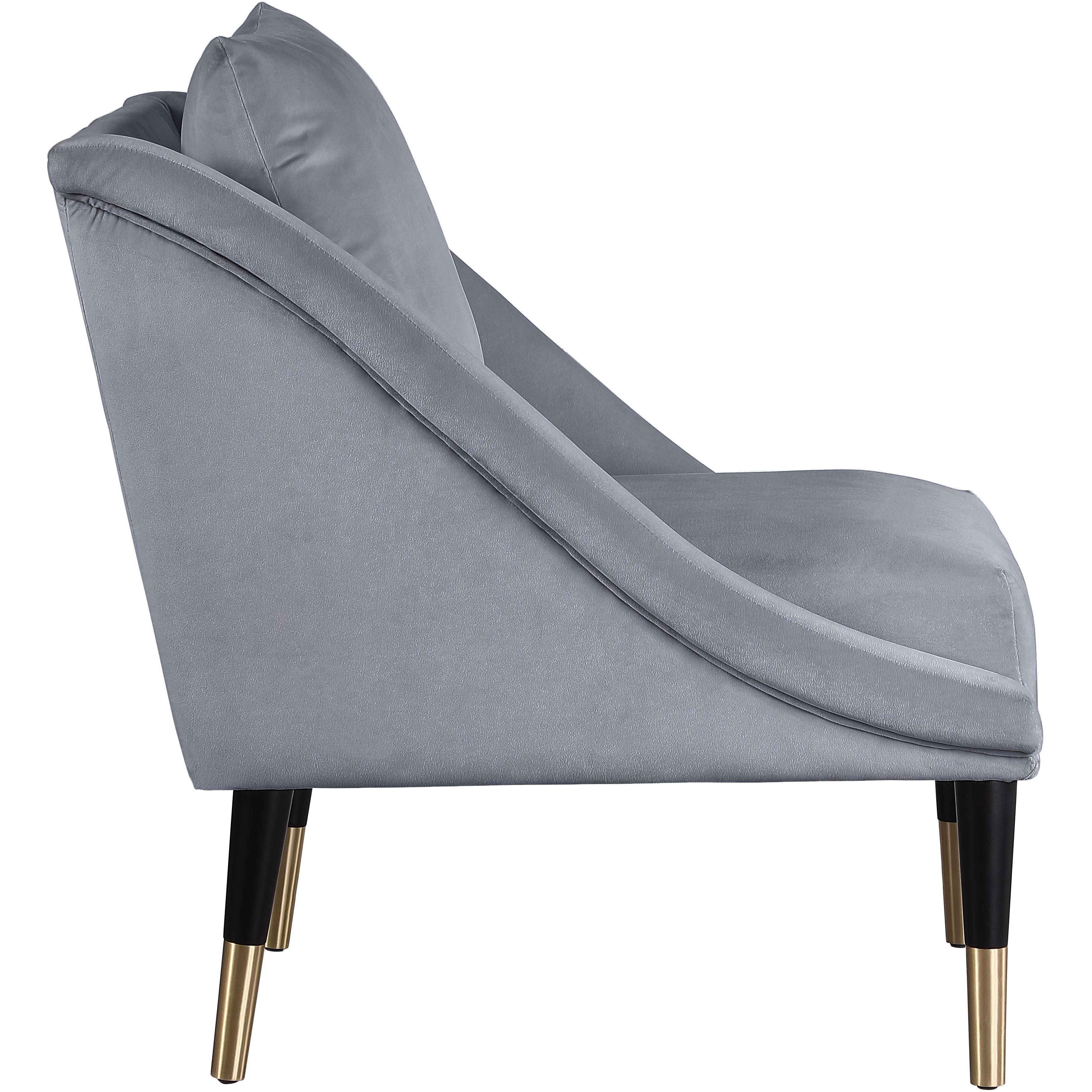 Meridian Elegante Grey Velvet Accent Chair