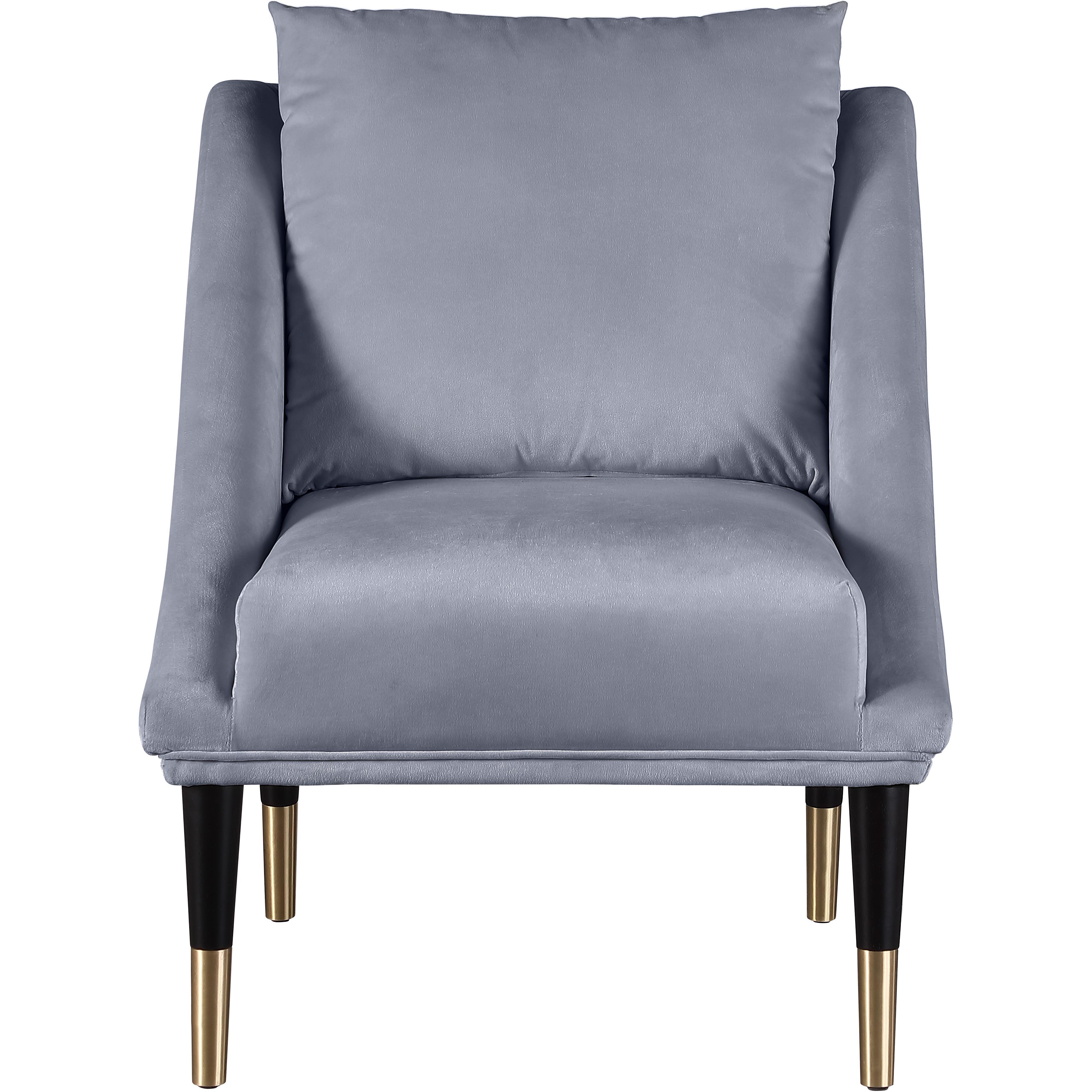 Meridian Elegante Grey Velvet Accent Chair