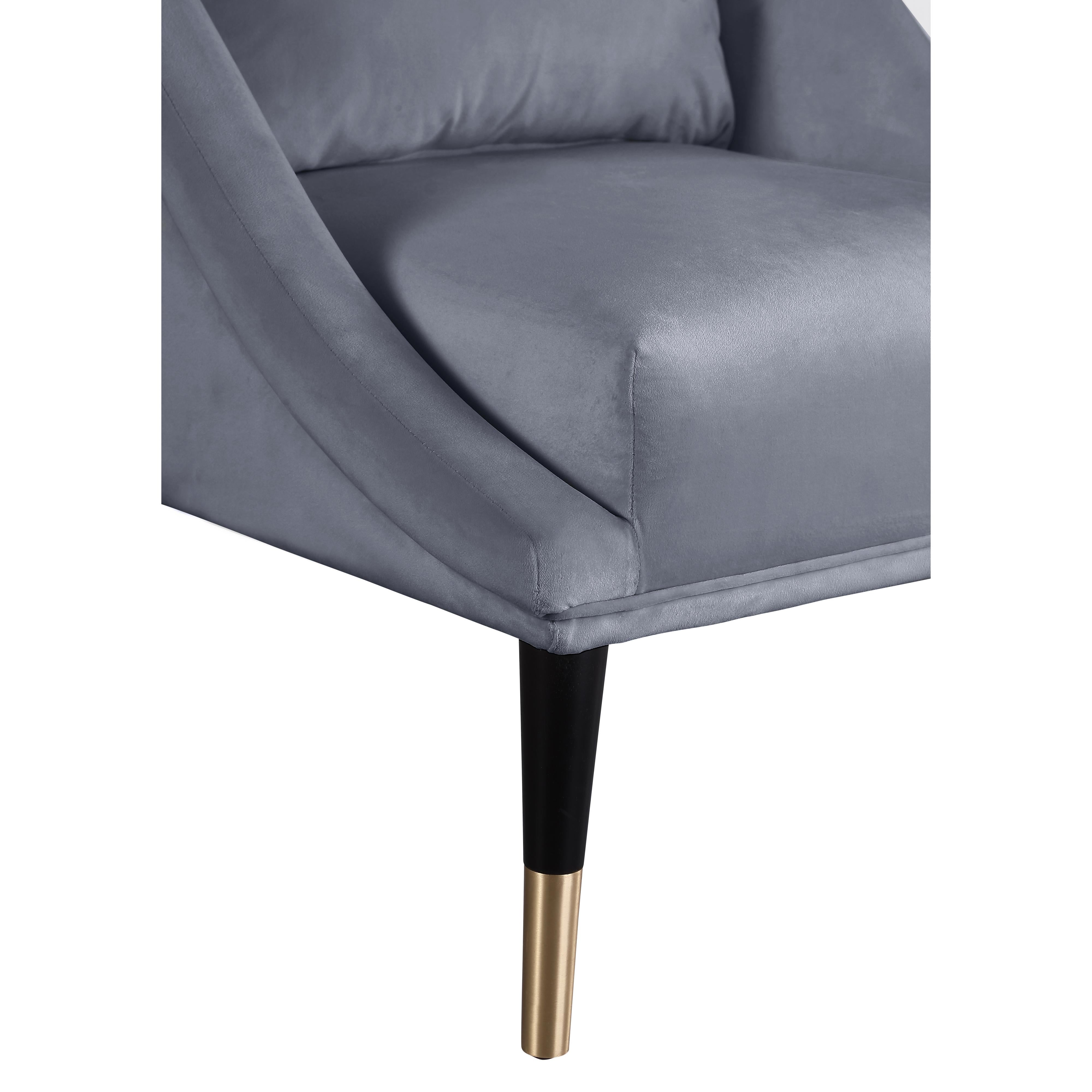 Meridian Elegante Grey Velvet Accent Chair