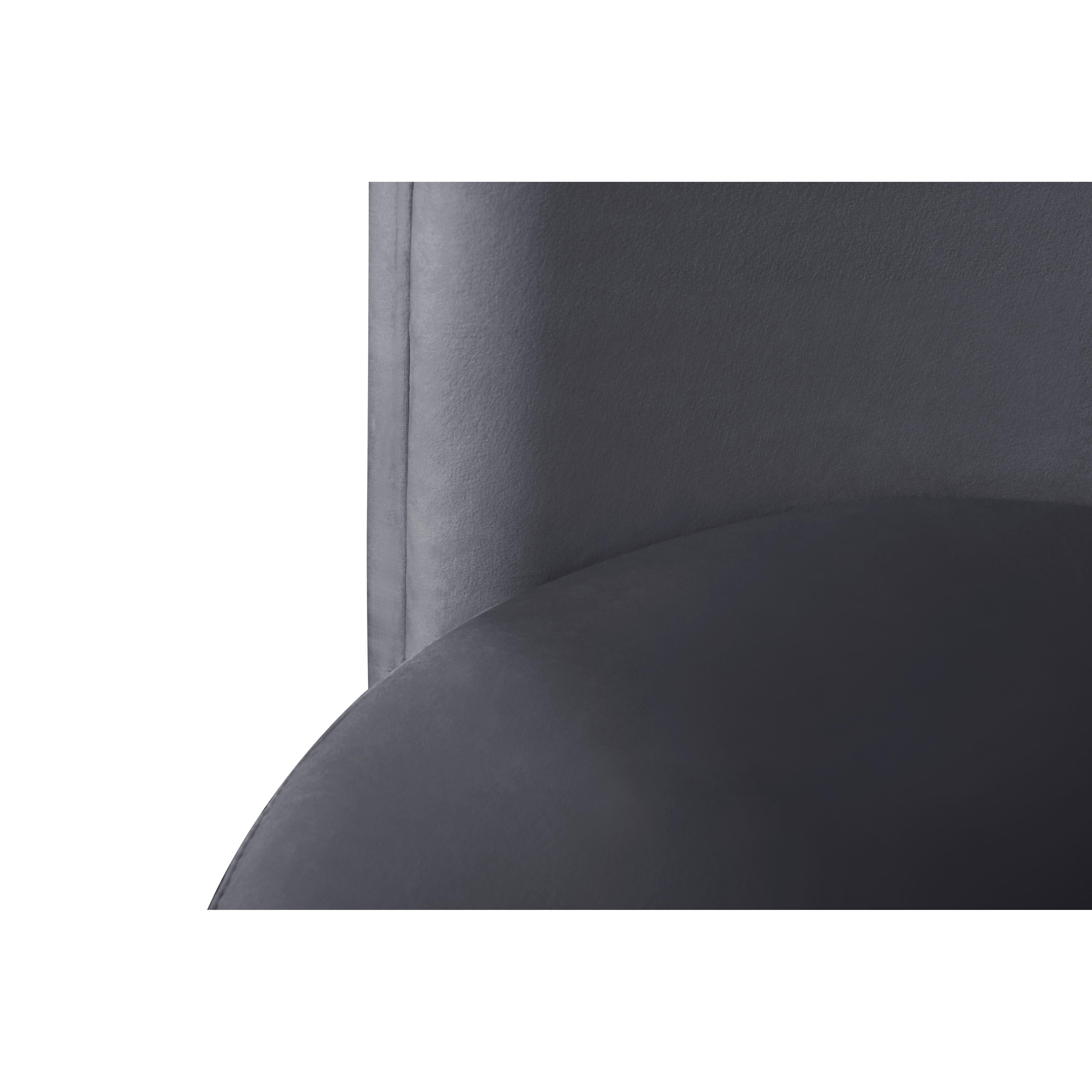Meridian Rotunda Grey Velvet Accent Chair
