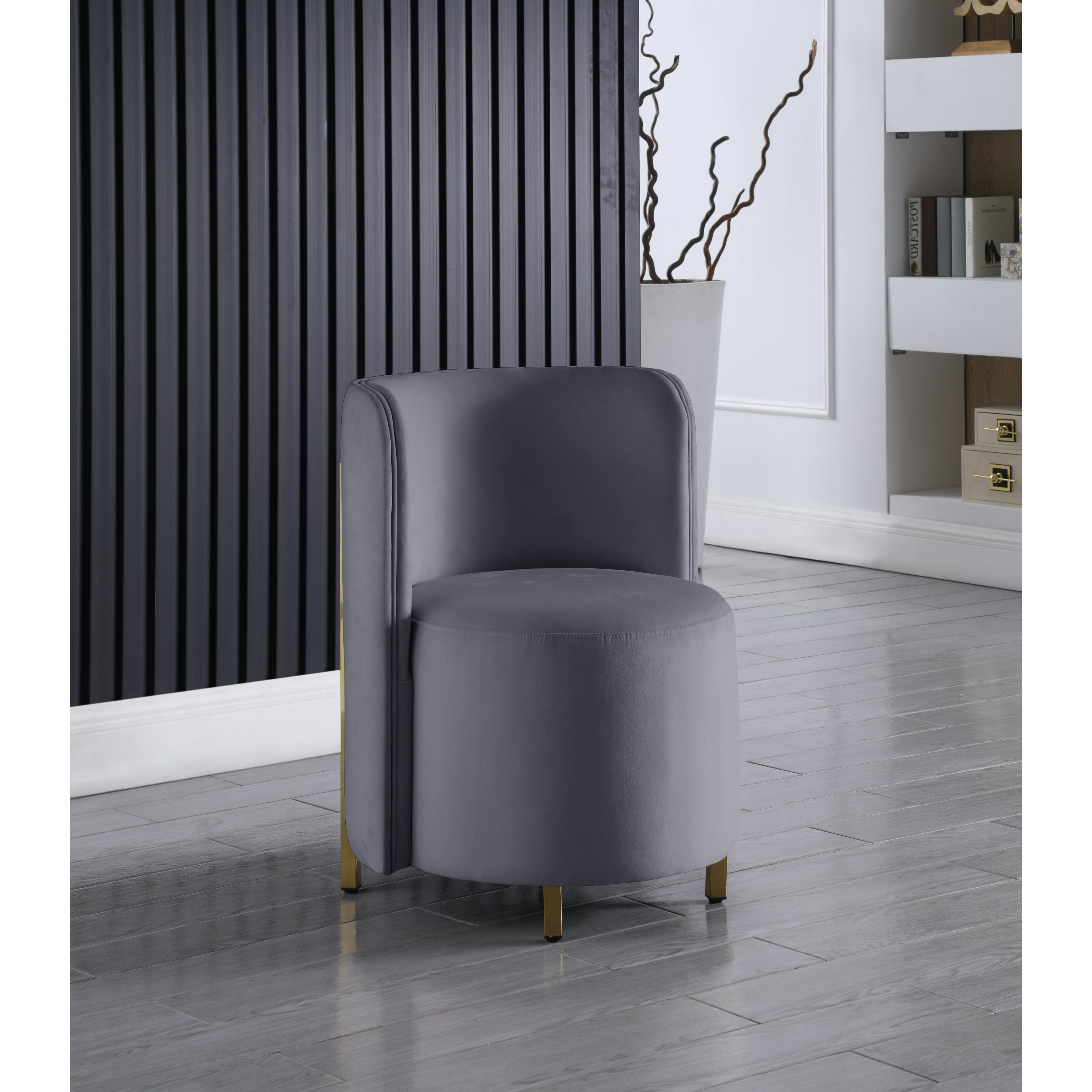 Meridian Rotunda Grey Velvet Accent Chair