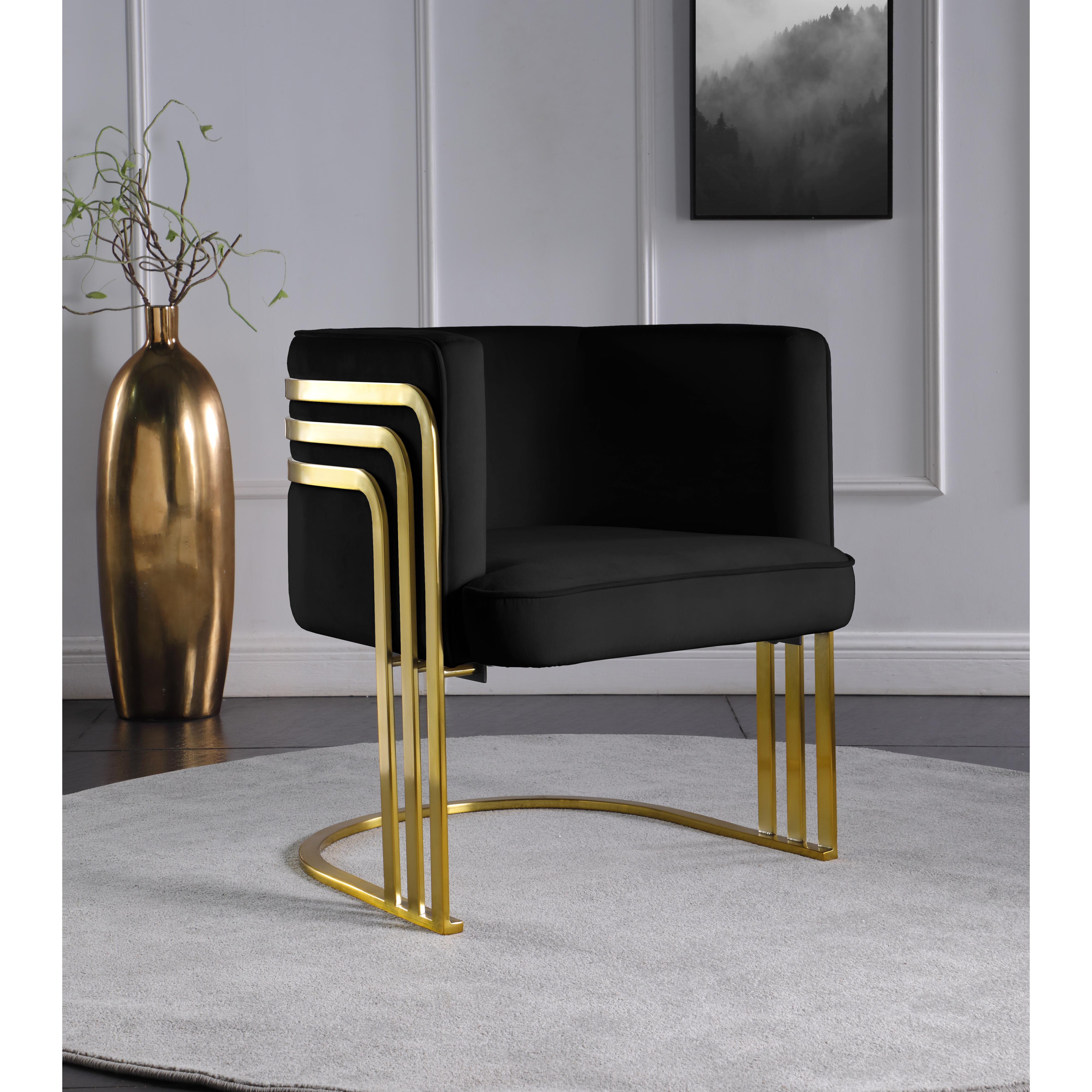 Meridian Rays Black Velvet Accent Chair