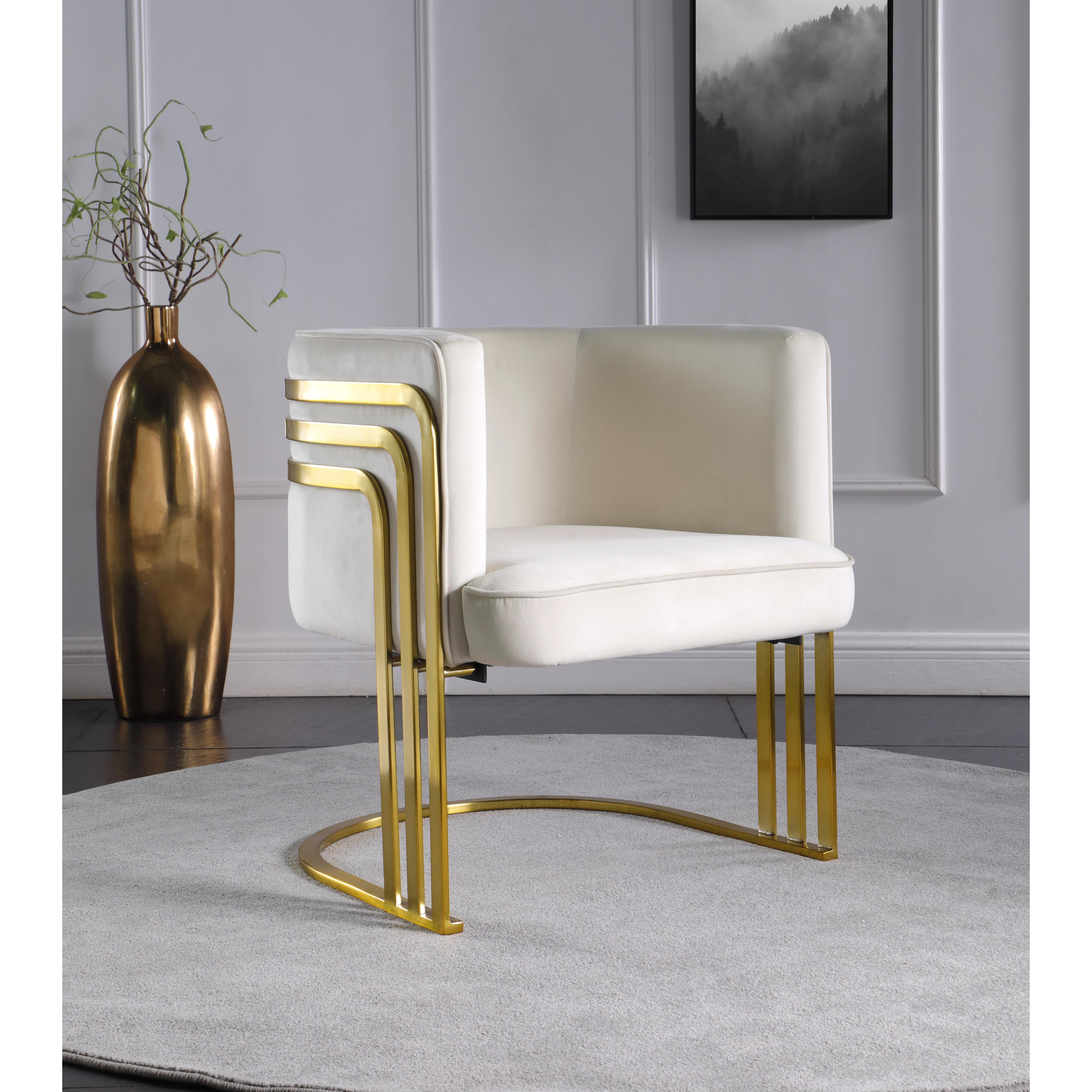 Meridian Rays Cream Velvet Accent Chair