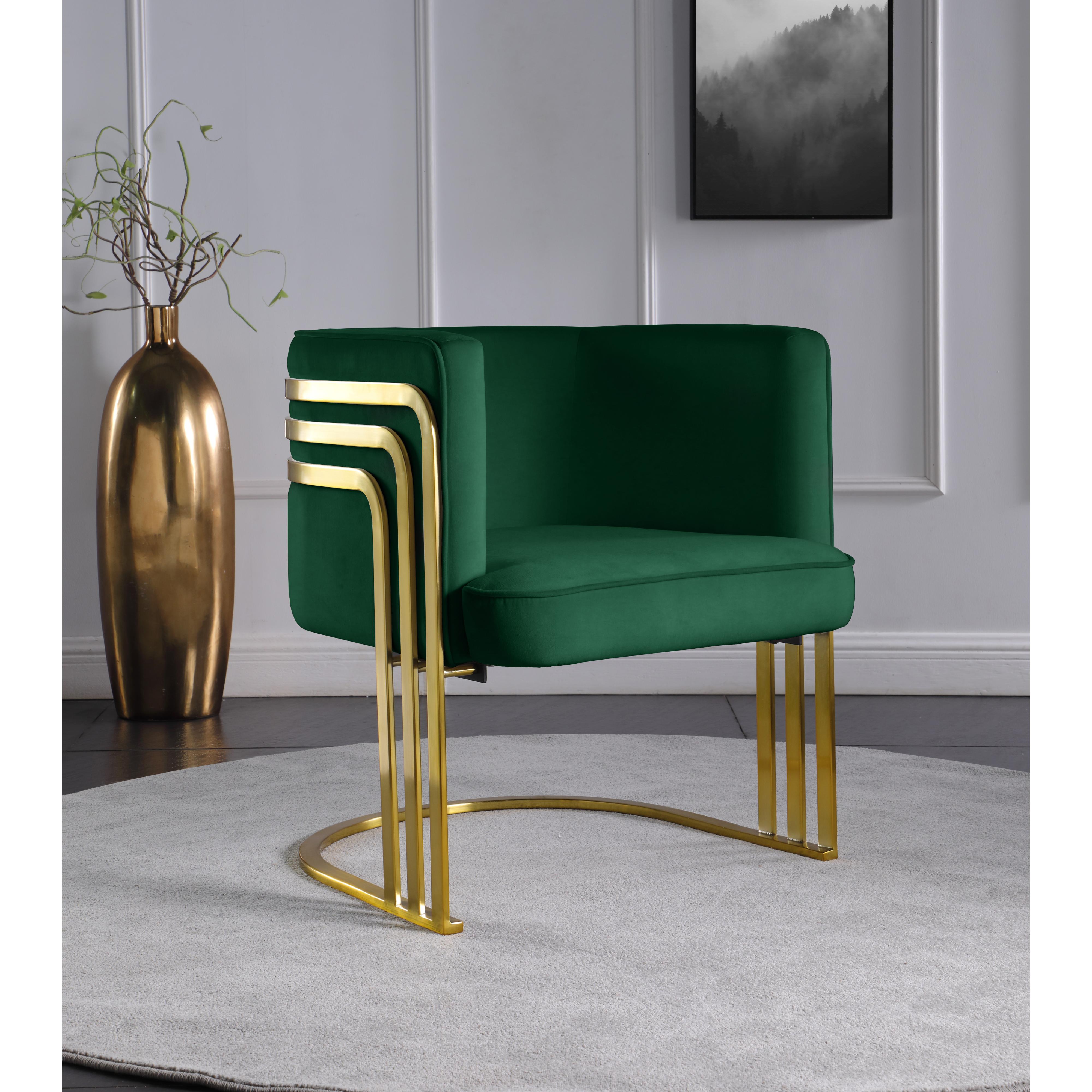 Meridian Rays Green Velvet Accent Chair