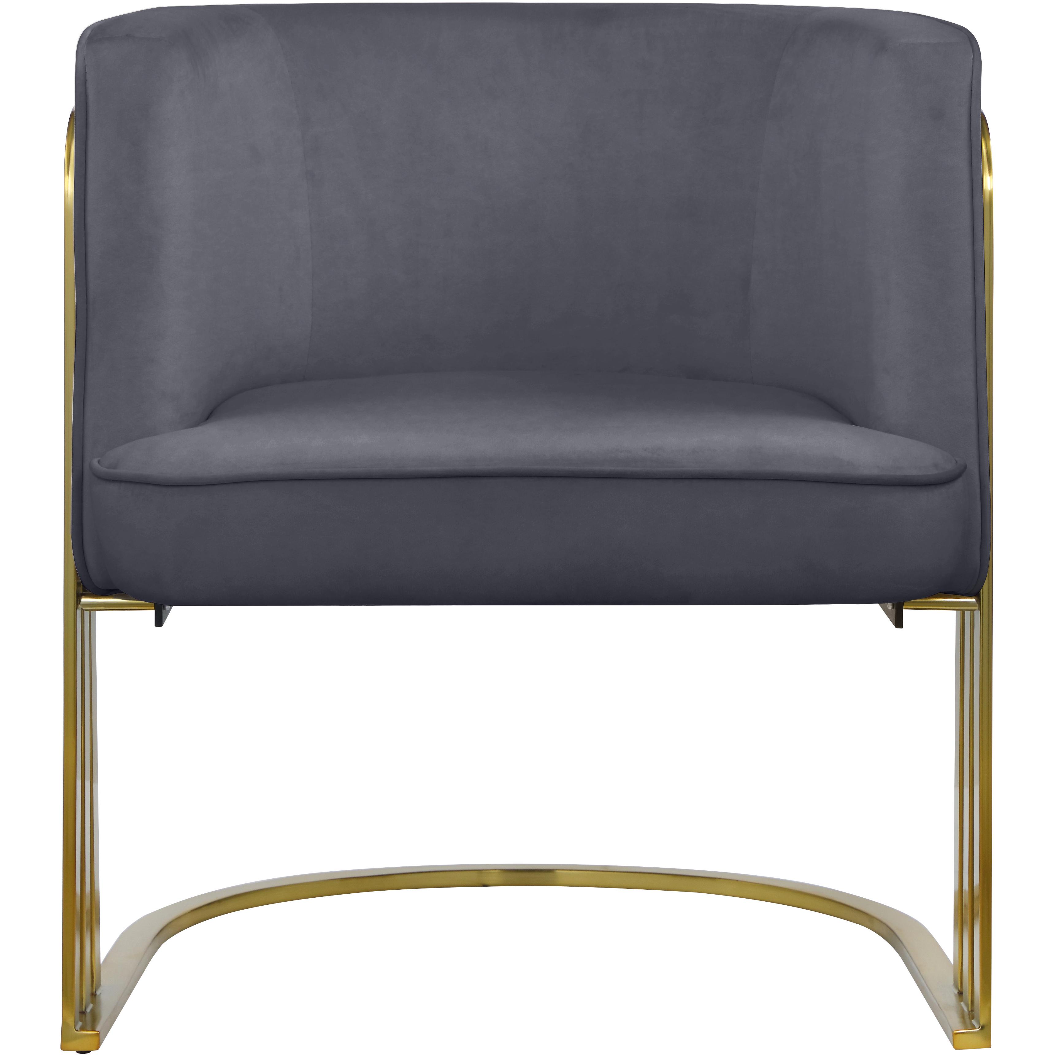 Meridian Rays Grey Velvet Accent Chair