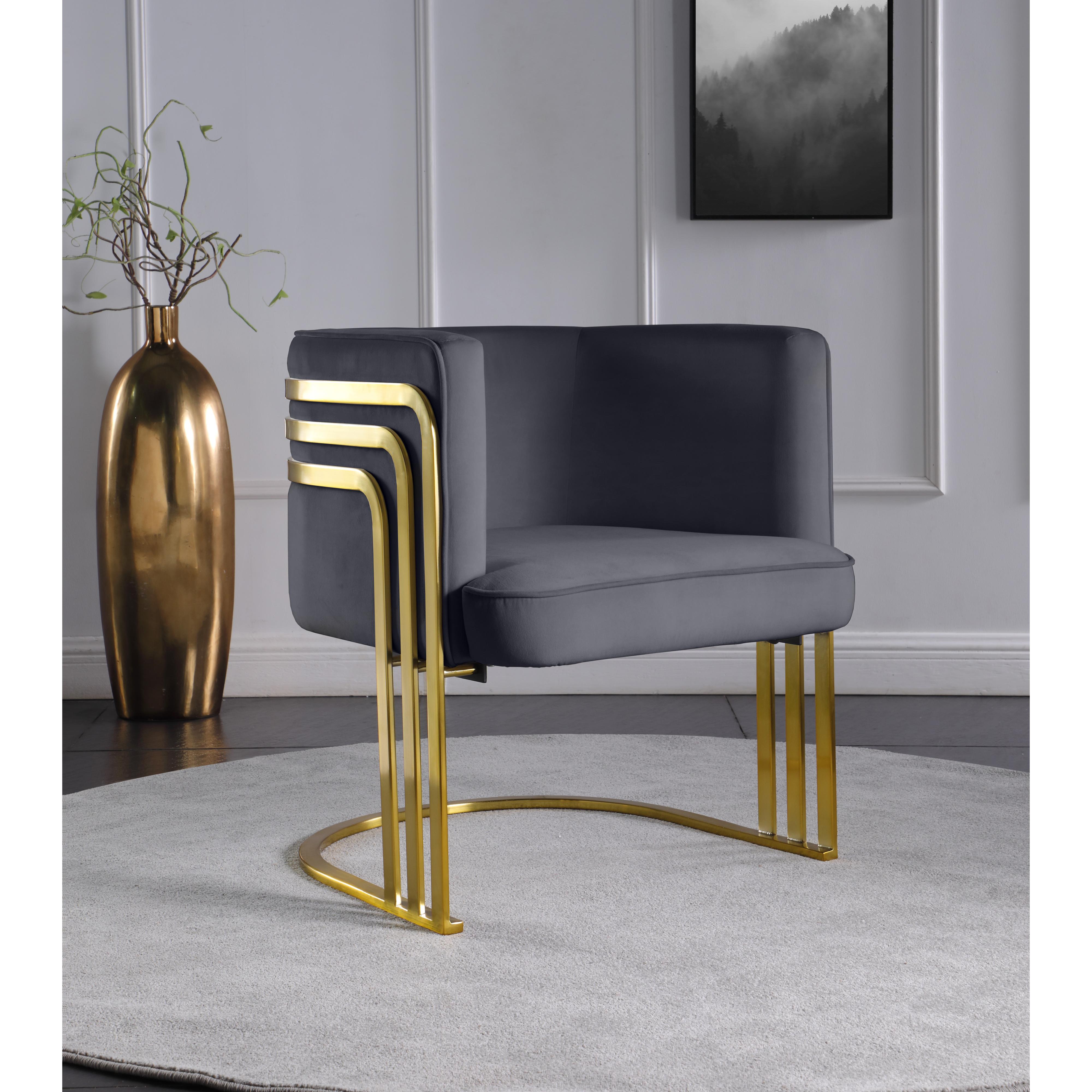 Meridian Rays Grey Velvet Accent Chair