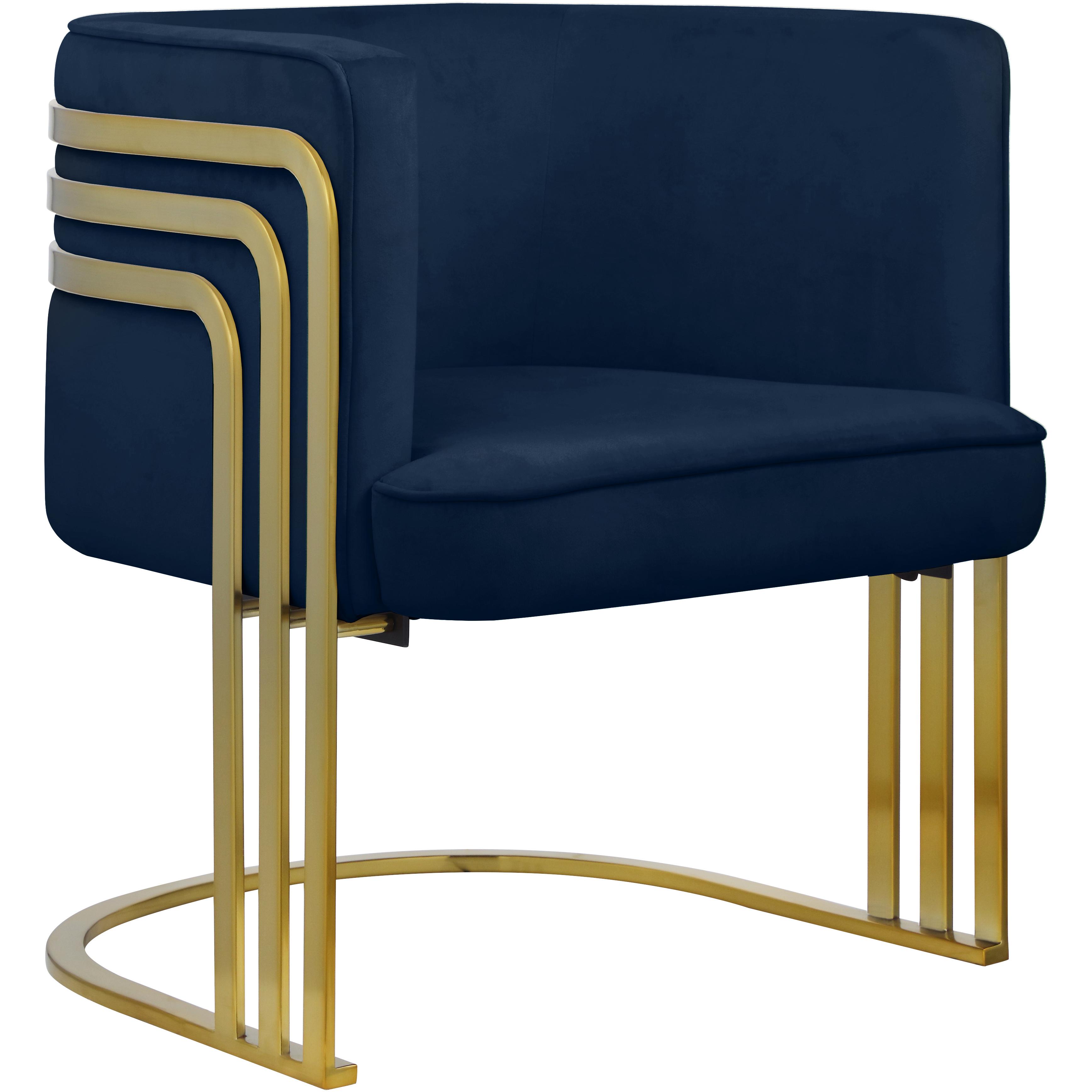 Meridian Rays Navy Velvet Accent Chair