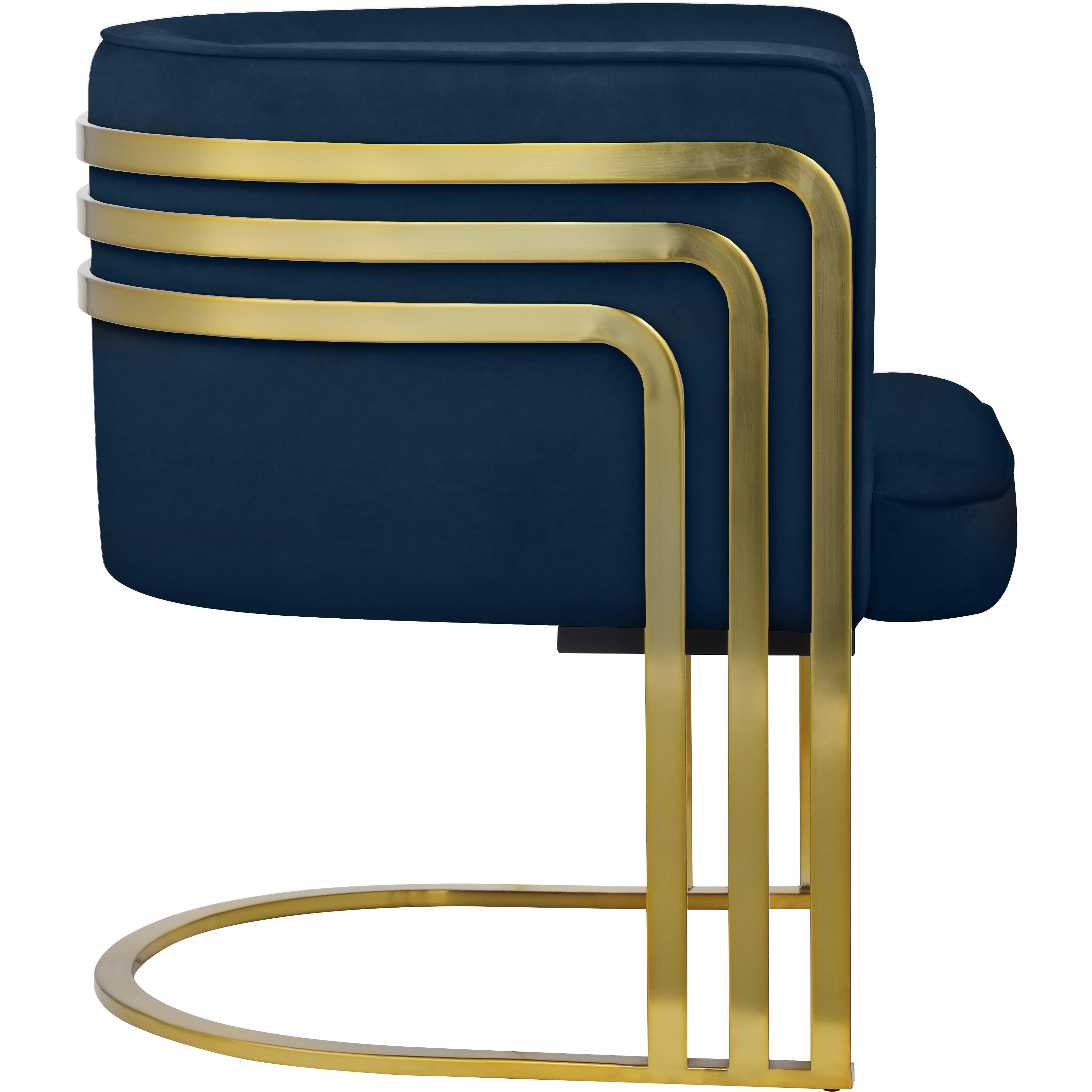Meridian Rays Navy Velvet Accent Chair