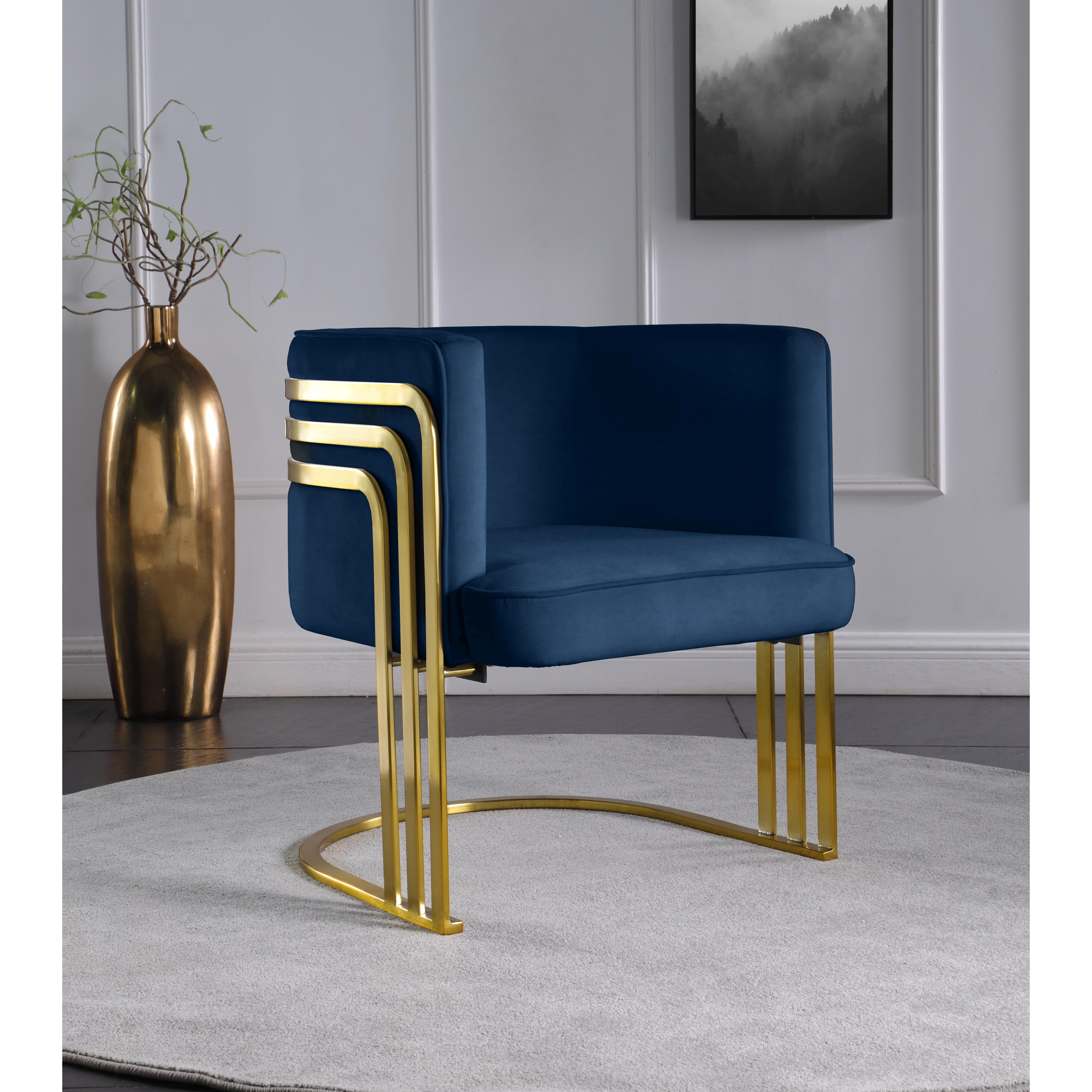 Meridian Rays Navy Velvet Accent Chair