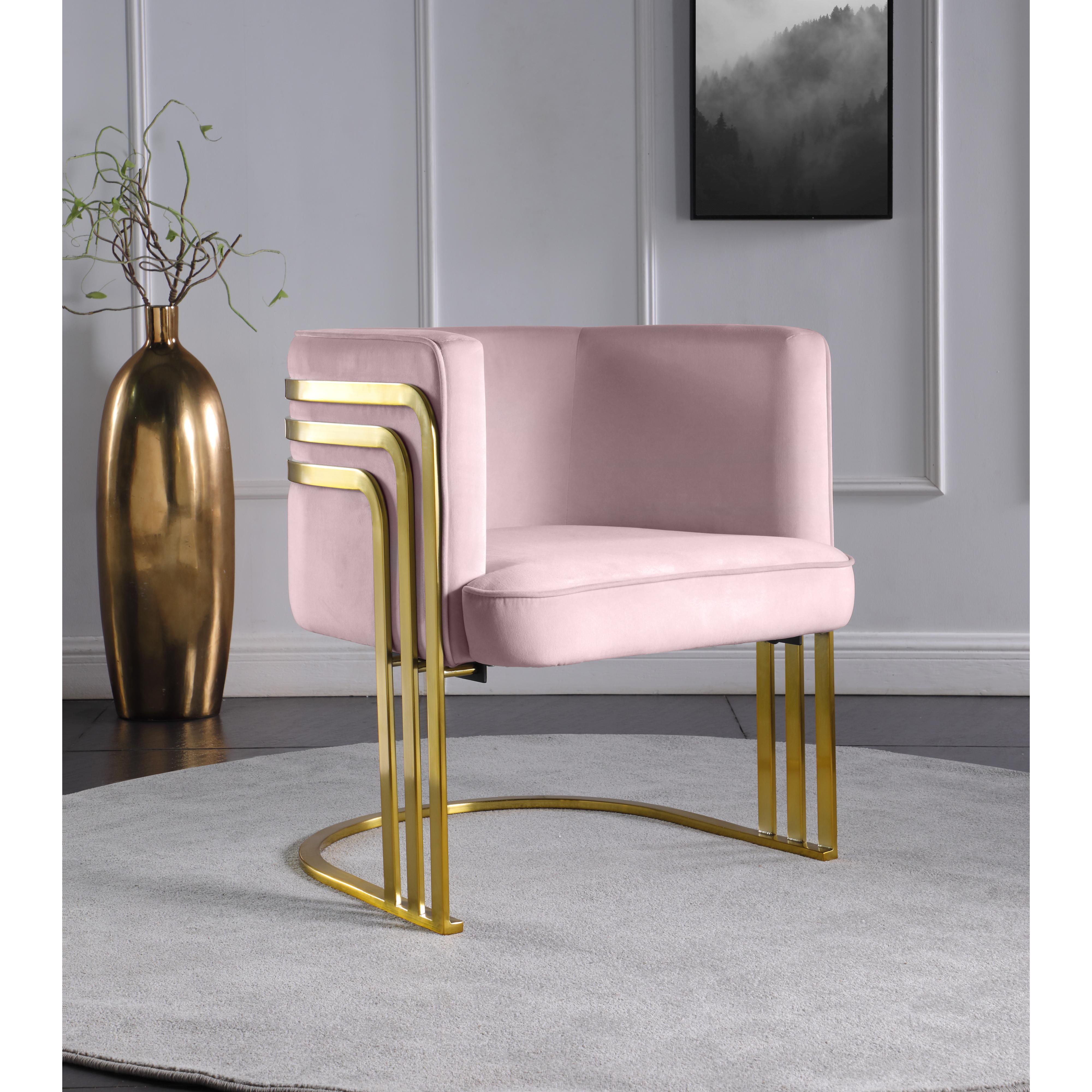 Meridian Rays Pink Velvet Accent Chair