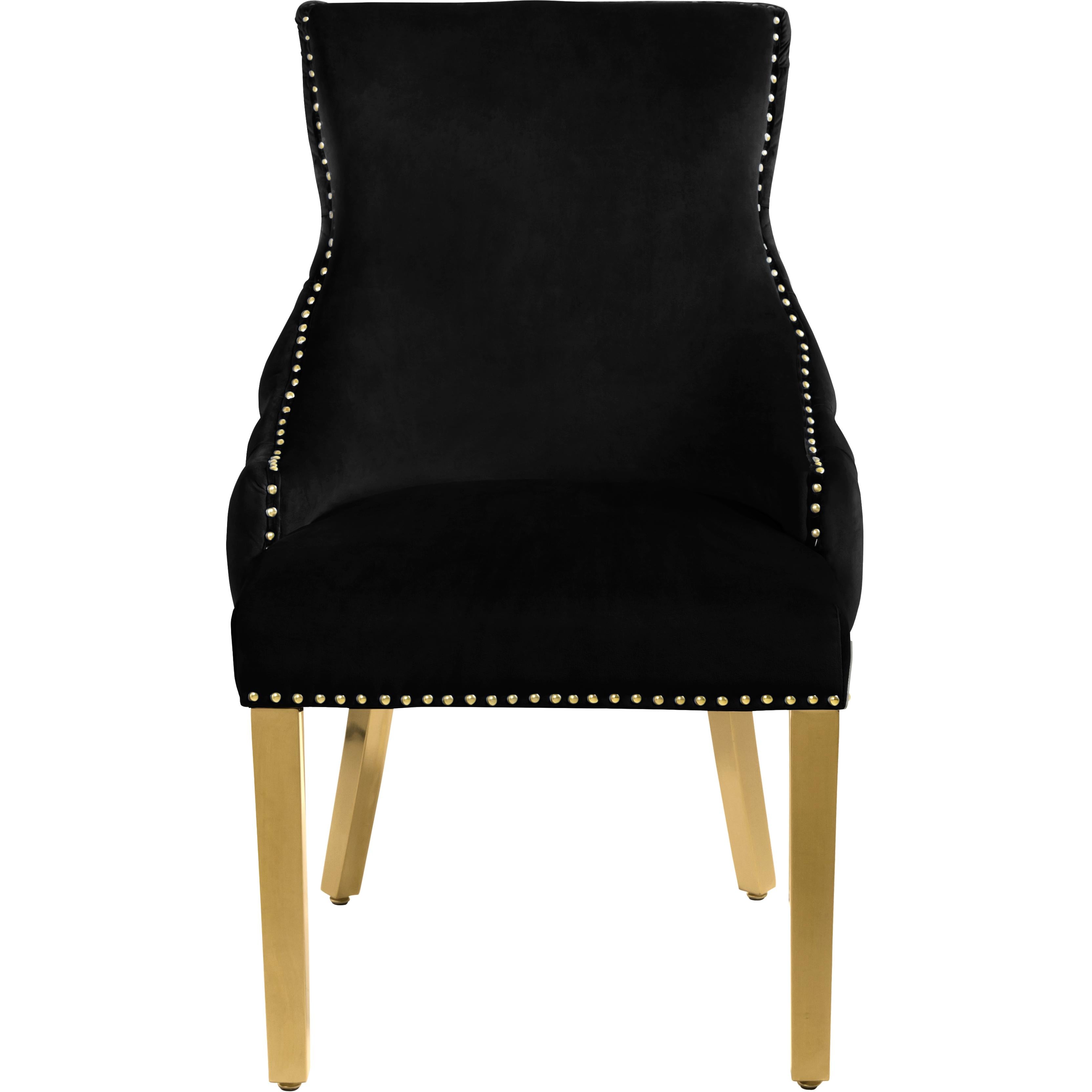 Meridian Tuft Black Velvet Dining Chair
