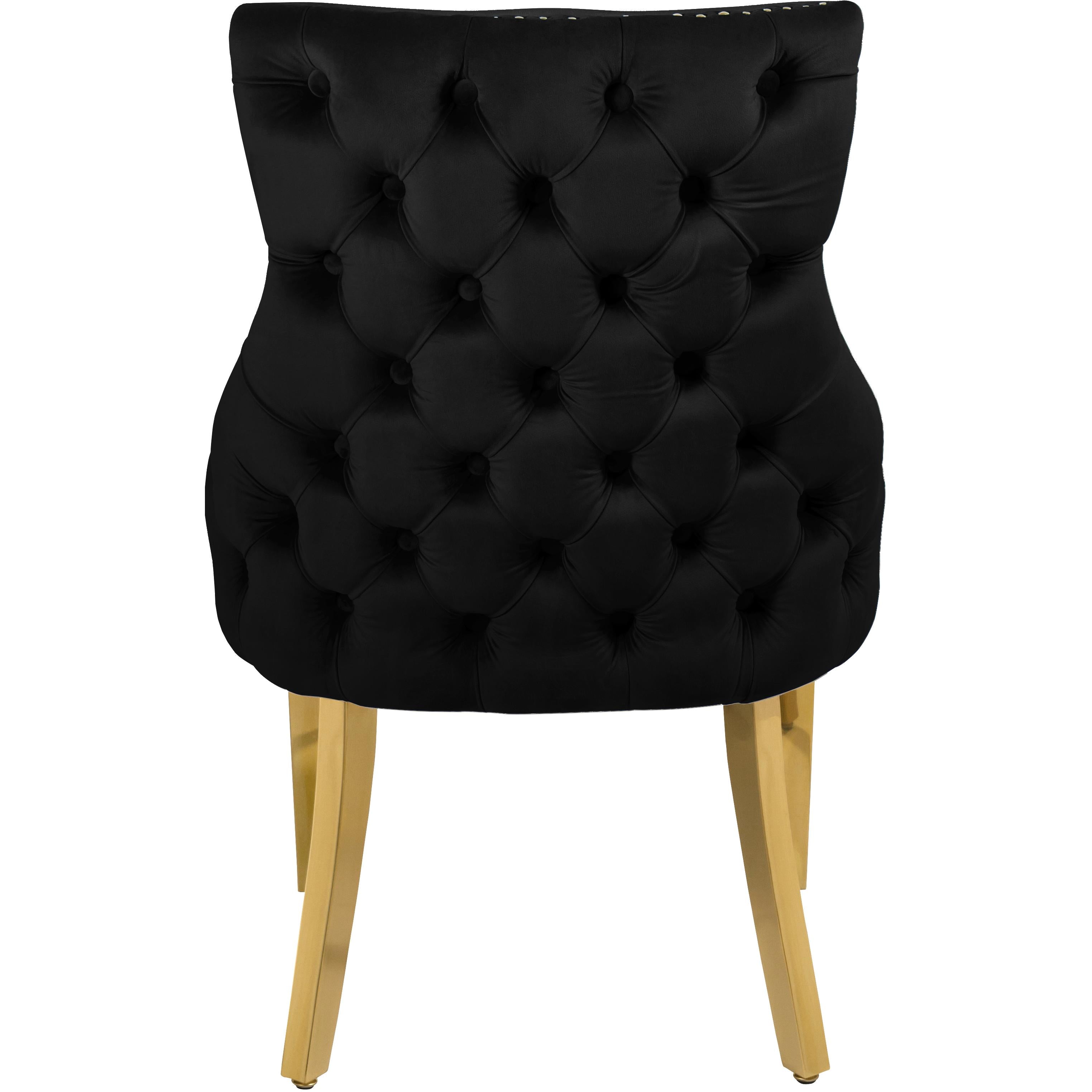 Meridian Tuft Black Velvet Dining Chair
