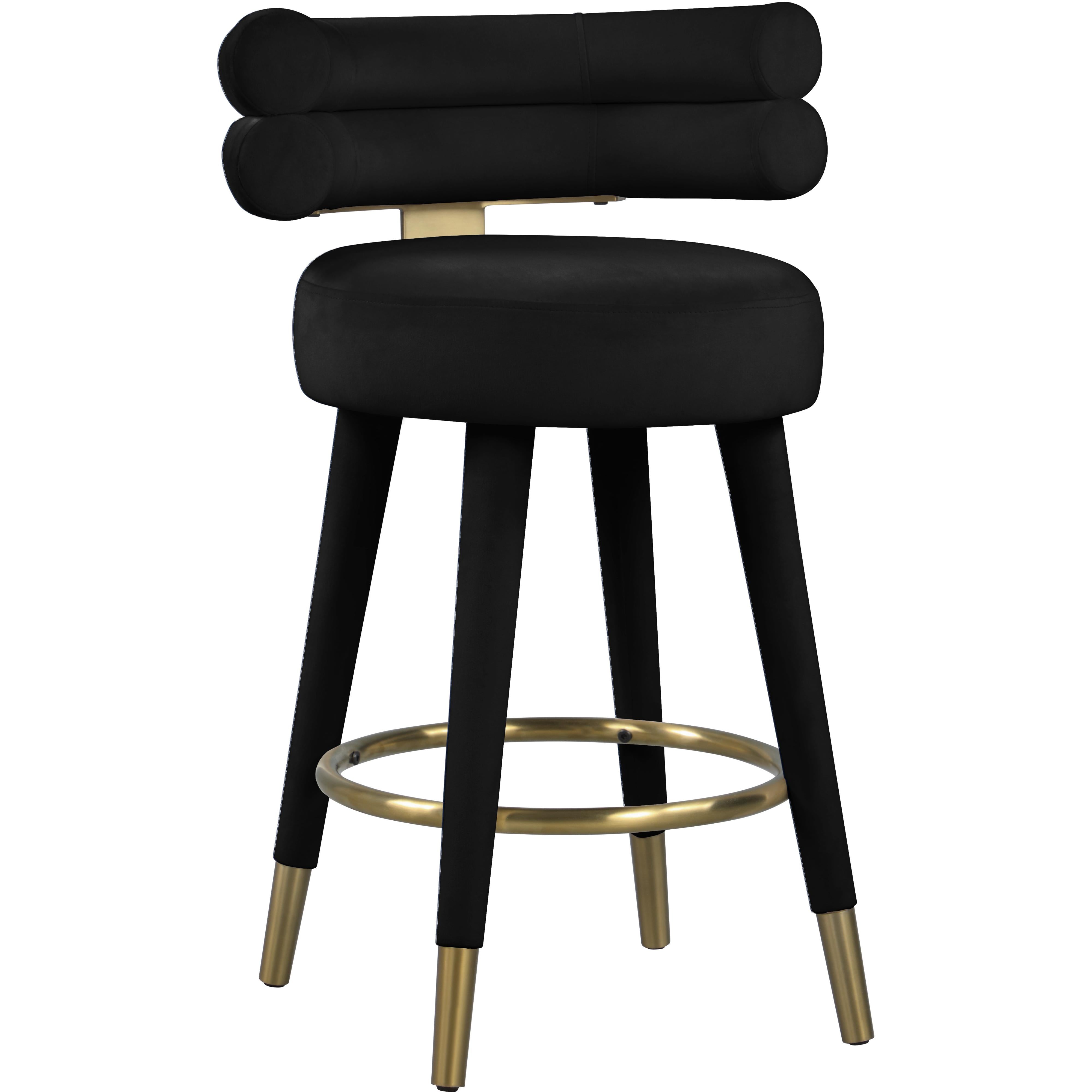 Meridian Fitzroy Black Velvet Counter Stool