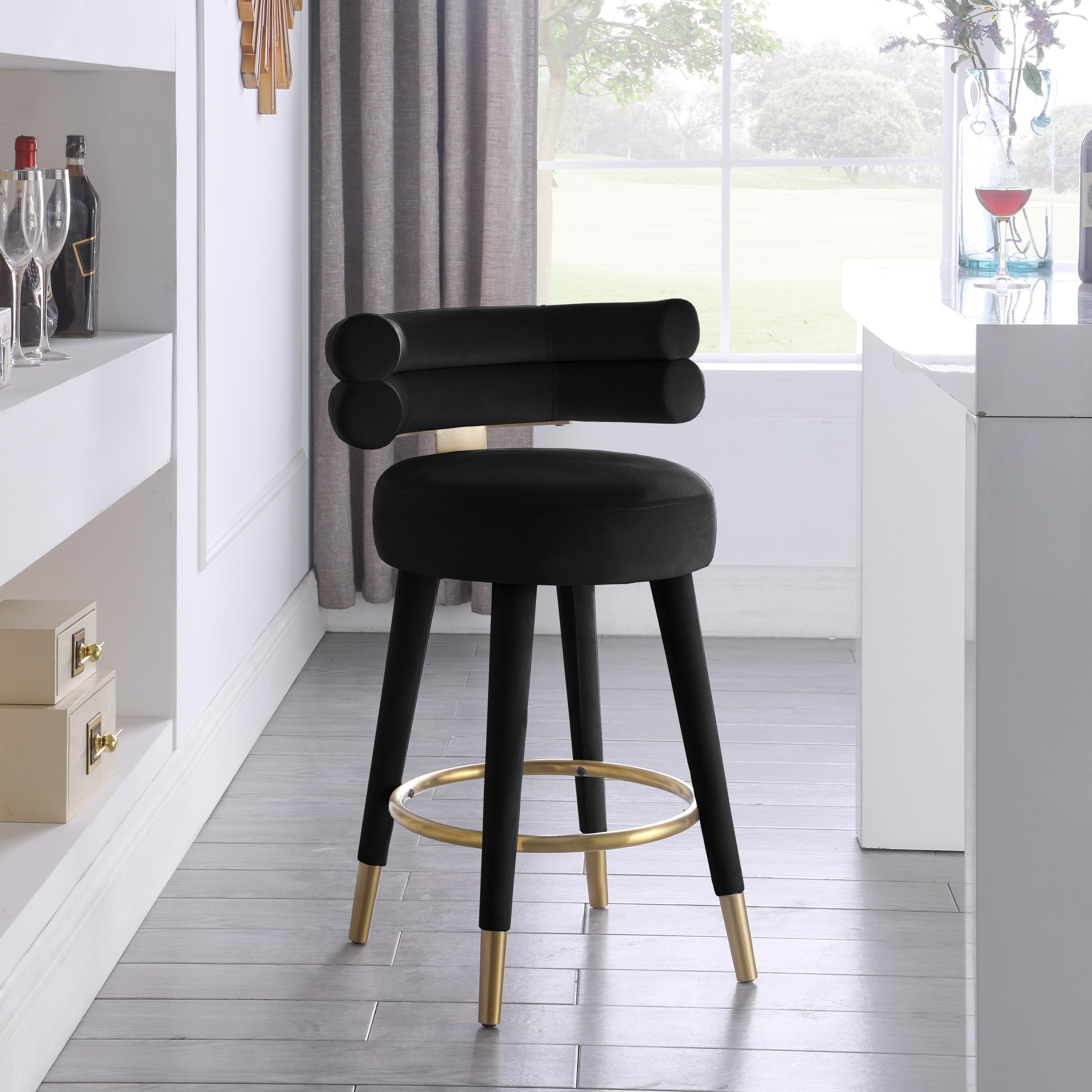Meridian Fitzroy Black Velvet Counter Stool