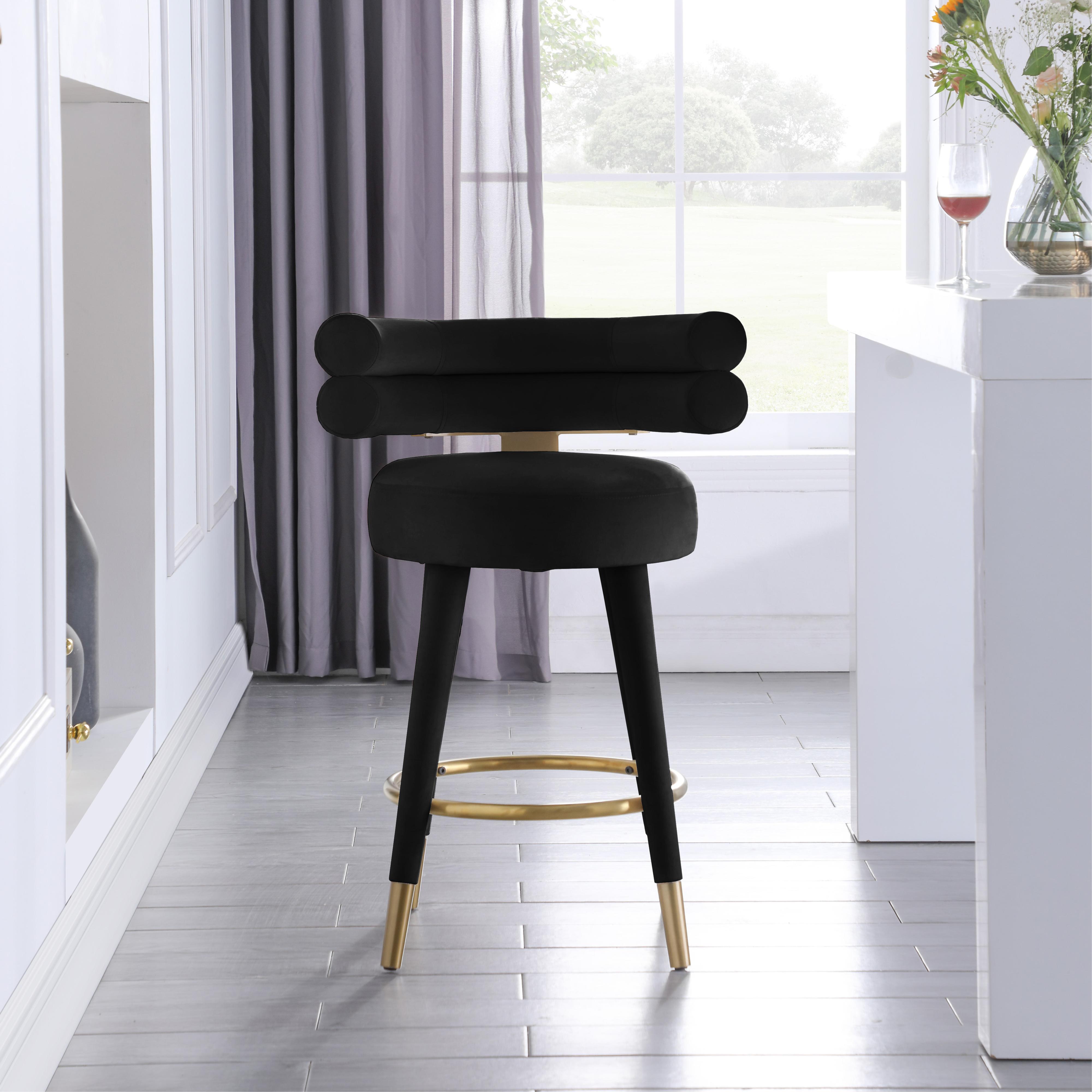 Meridian Fitzroy Black Velvet Counter Stool