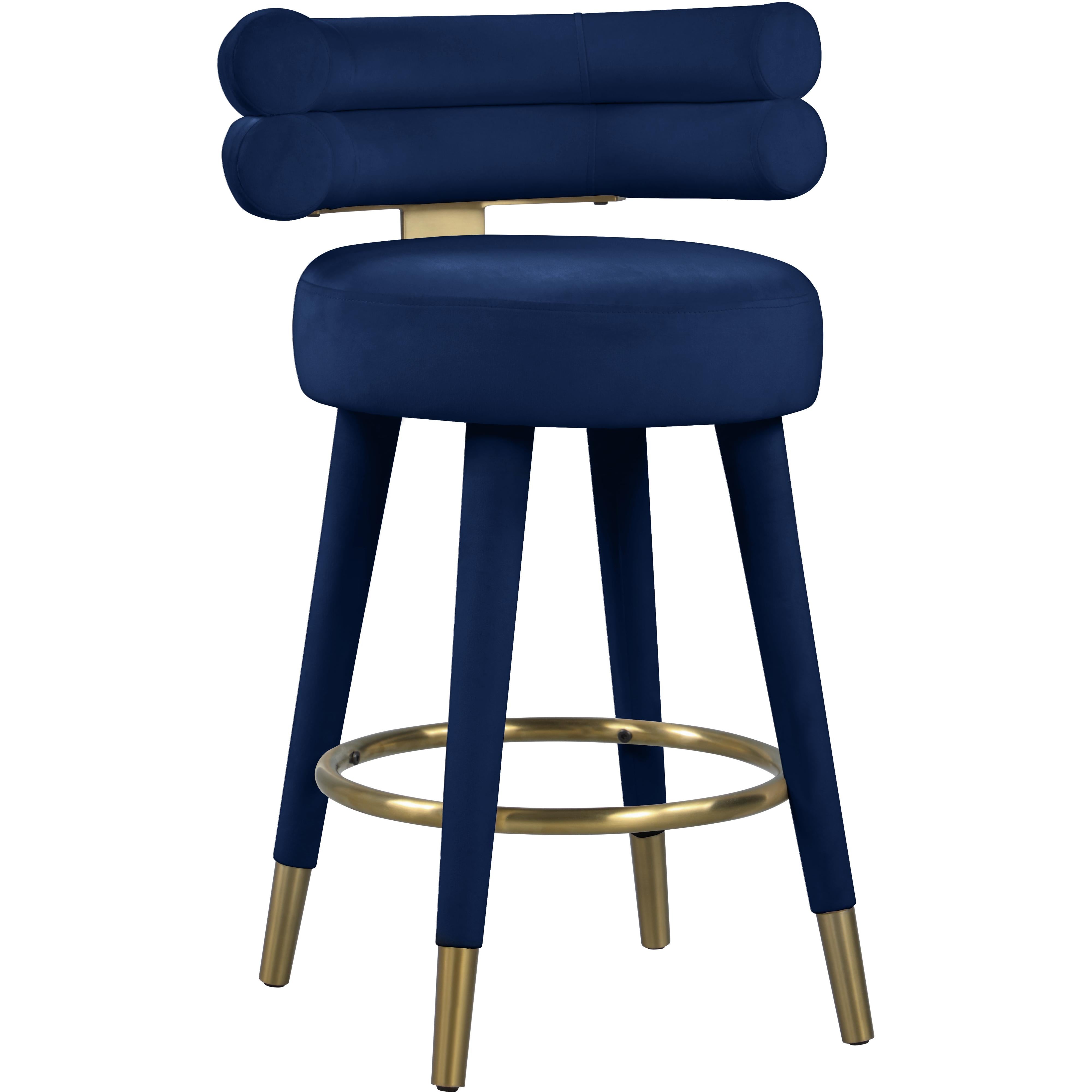 Meridian Fitzroy Navy Velvet Counter Stool