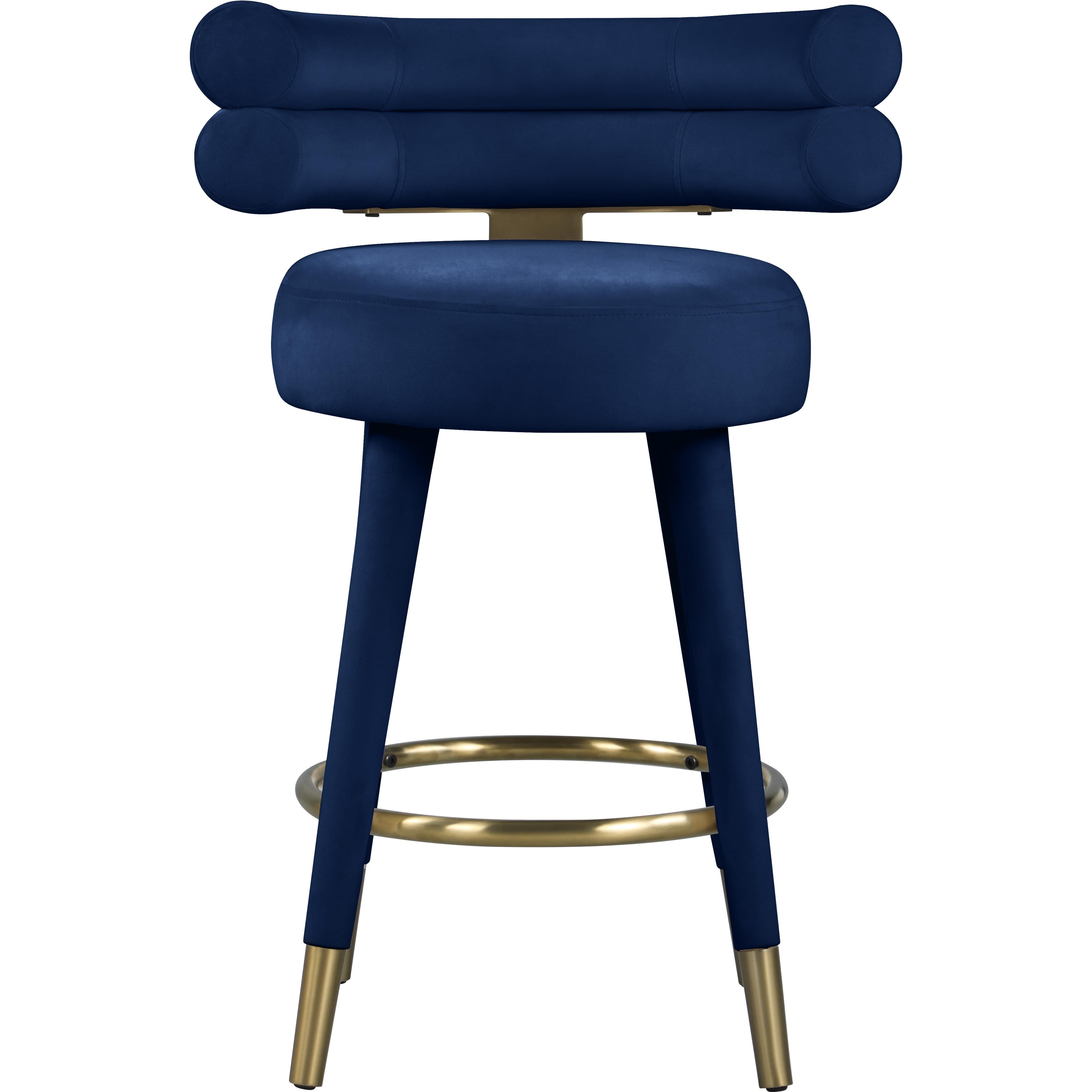 Meridian Fitzroy Navy Velvet Counter Stool