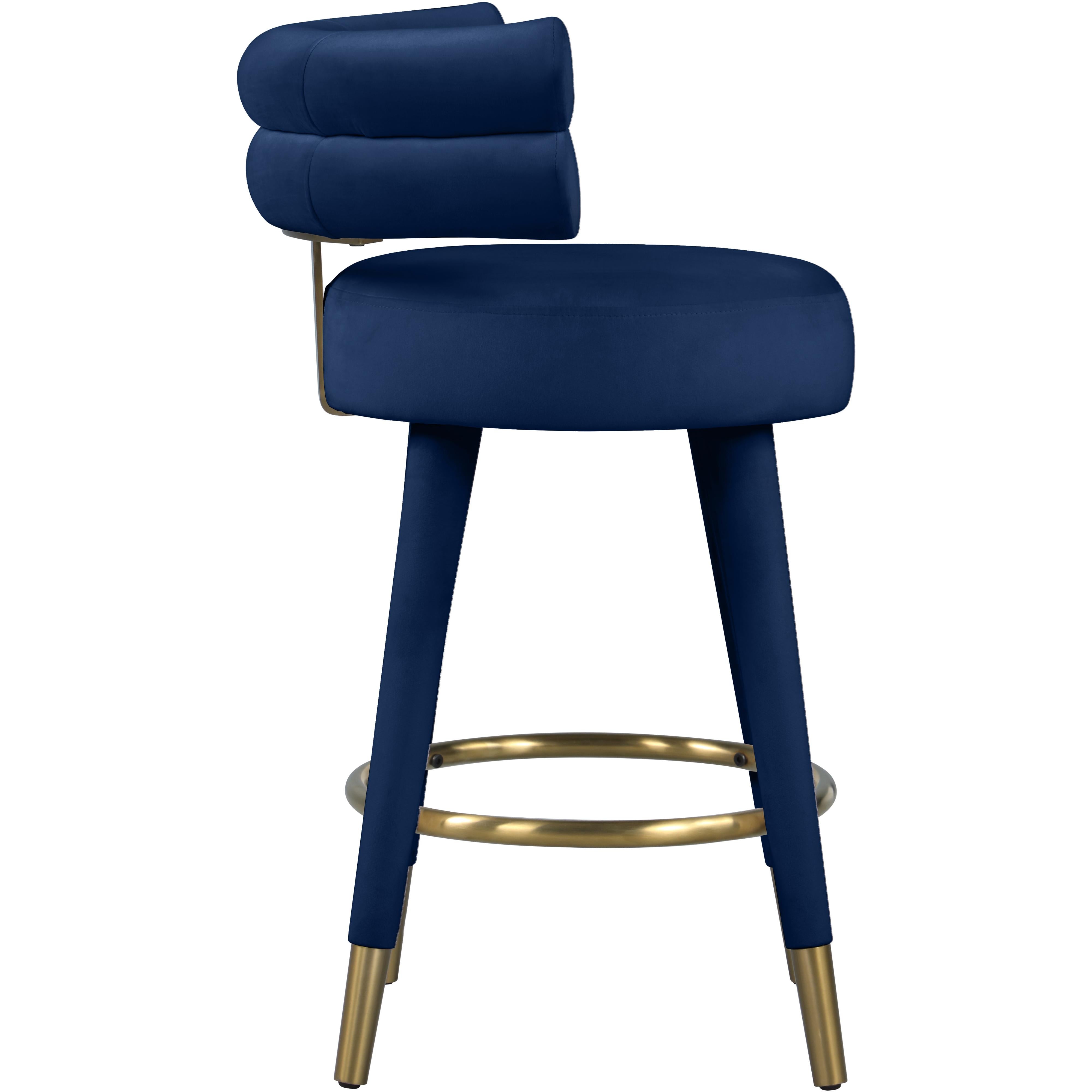 Meridian Fitzroy Navy Velvet Counter Stool
