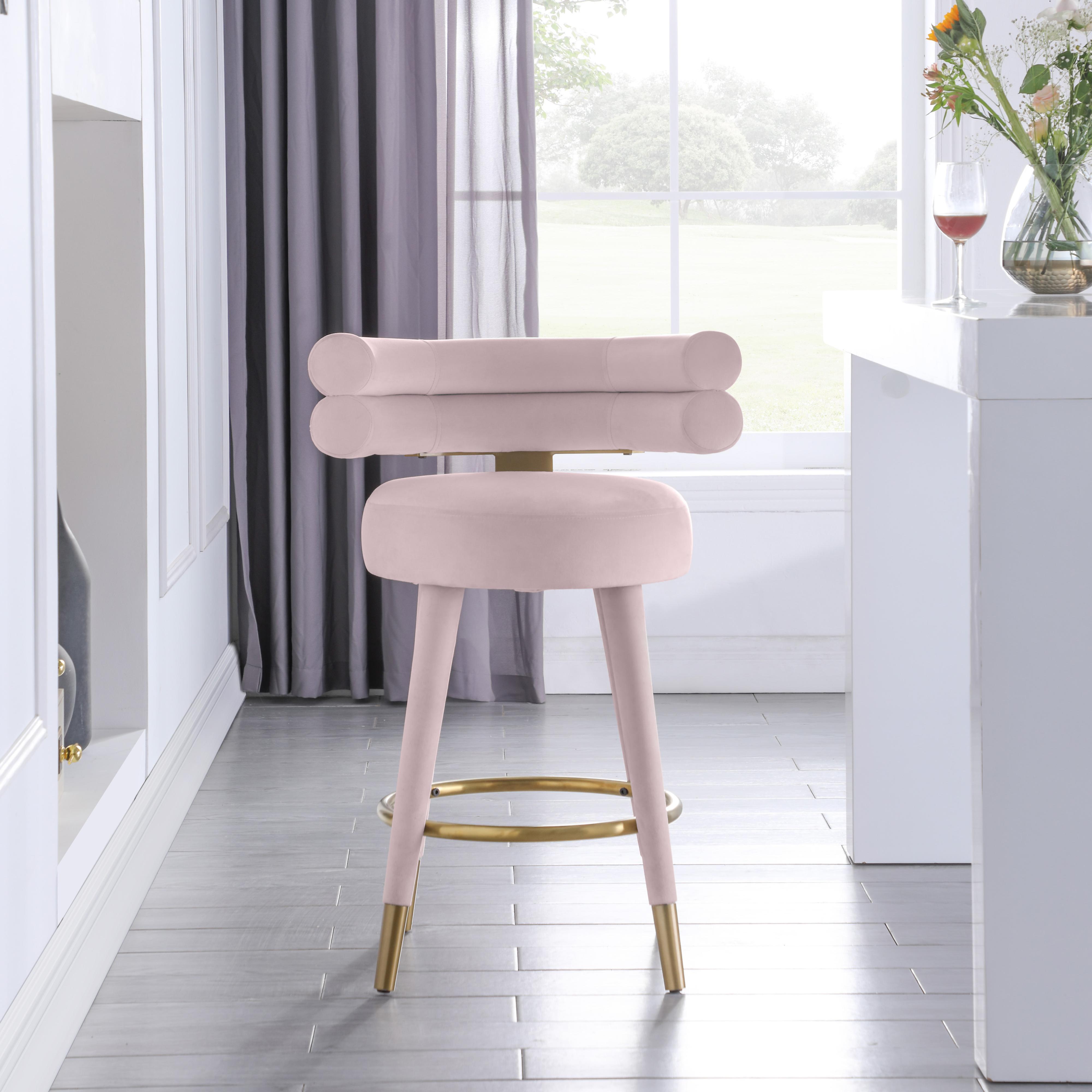 Meridian Fitzroy Pink Velvet Counter Stool