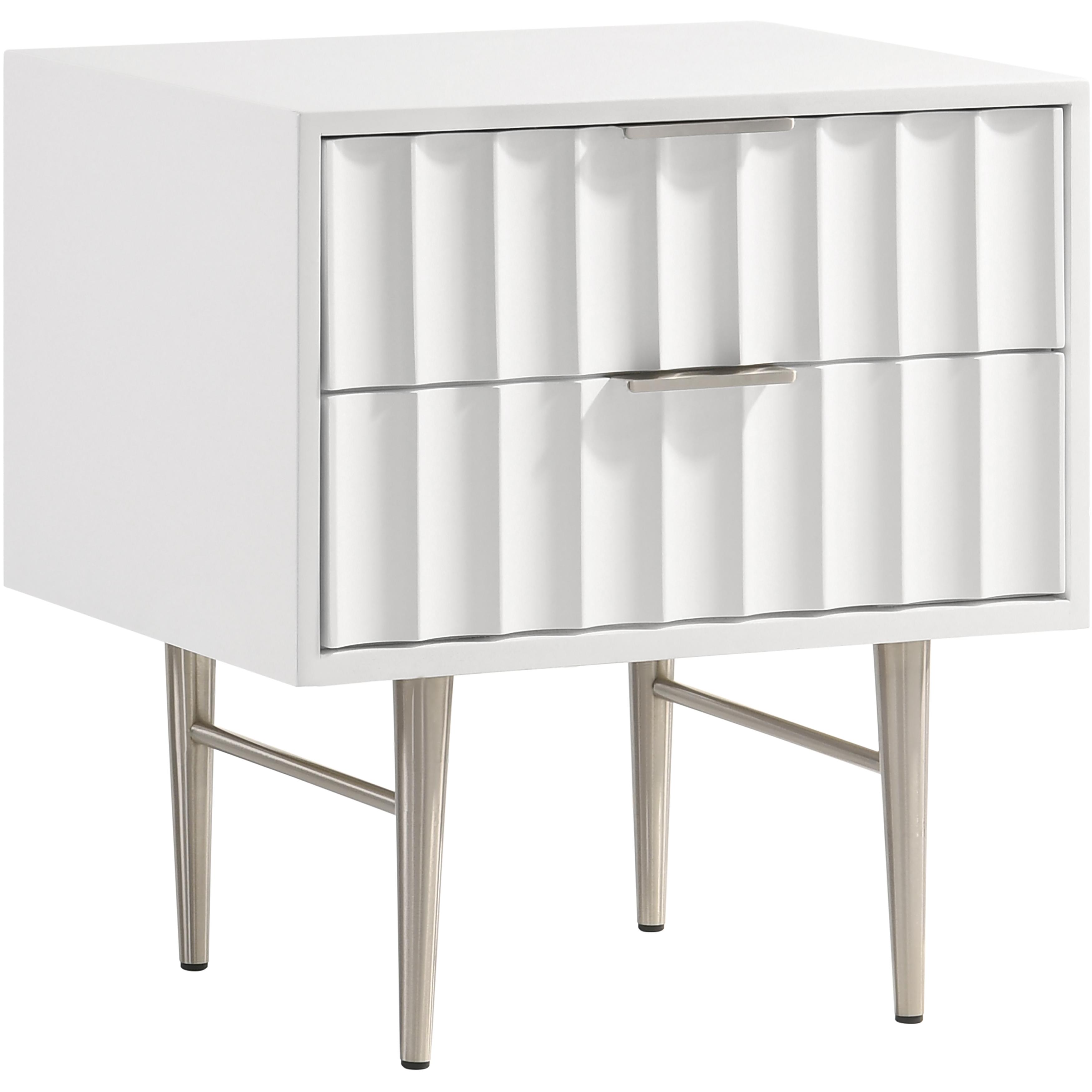 Meridian Modernist White Gloss Night Stand