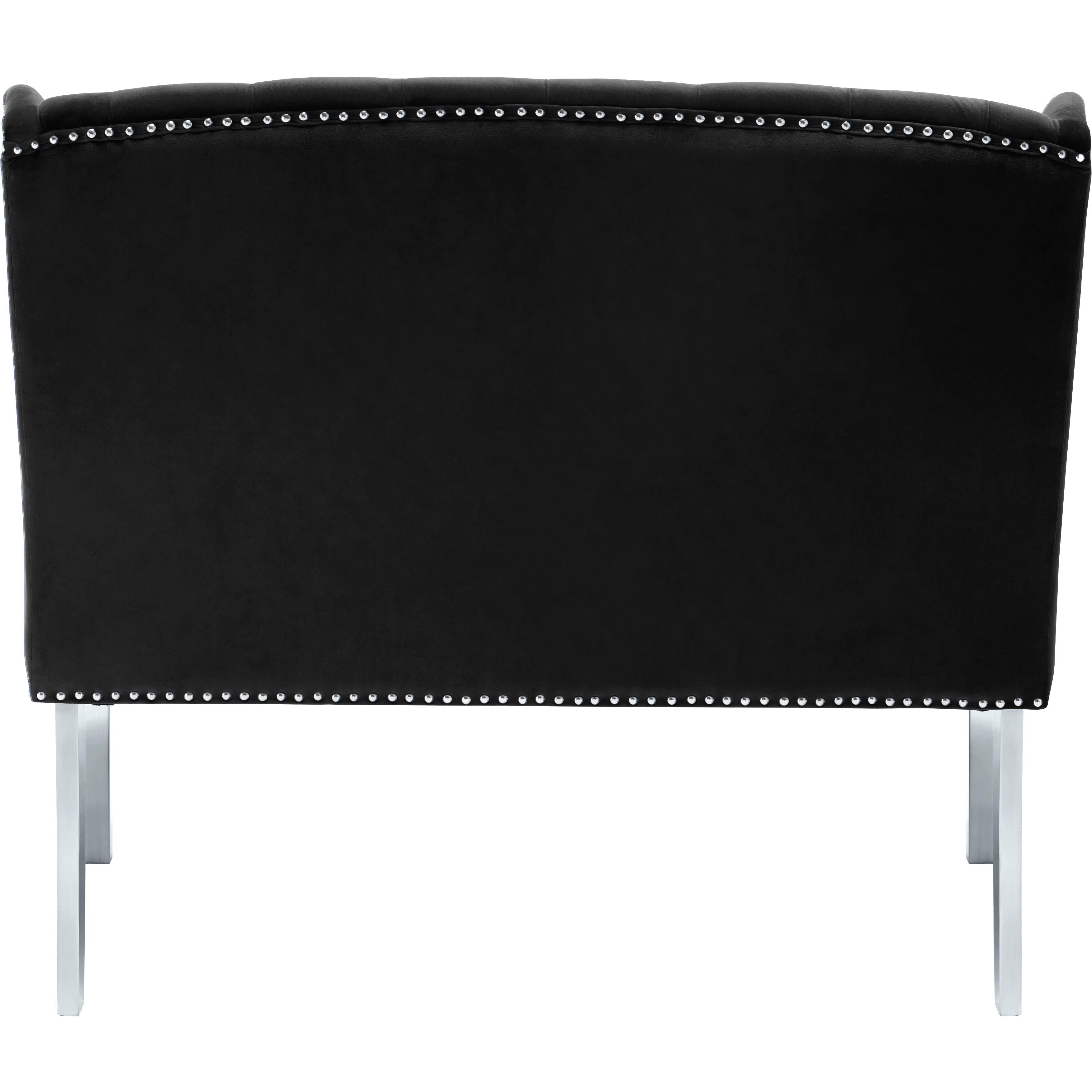 Meridian Suri Black Velvet Settee Bench