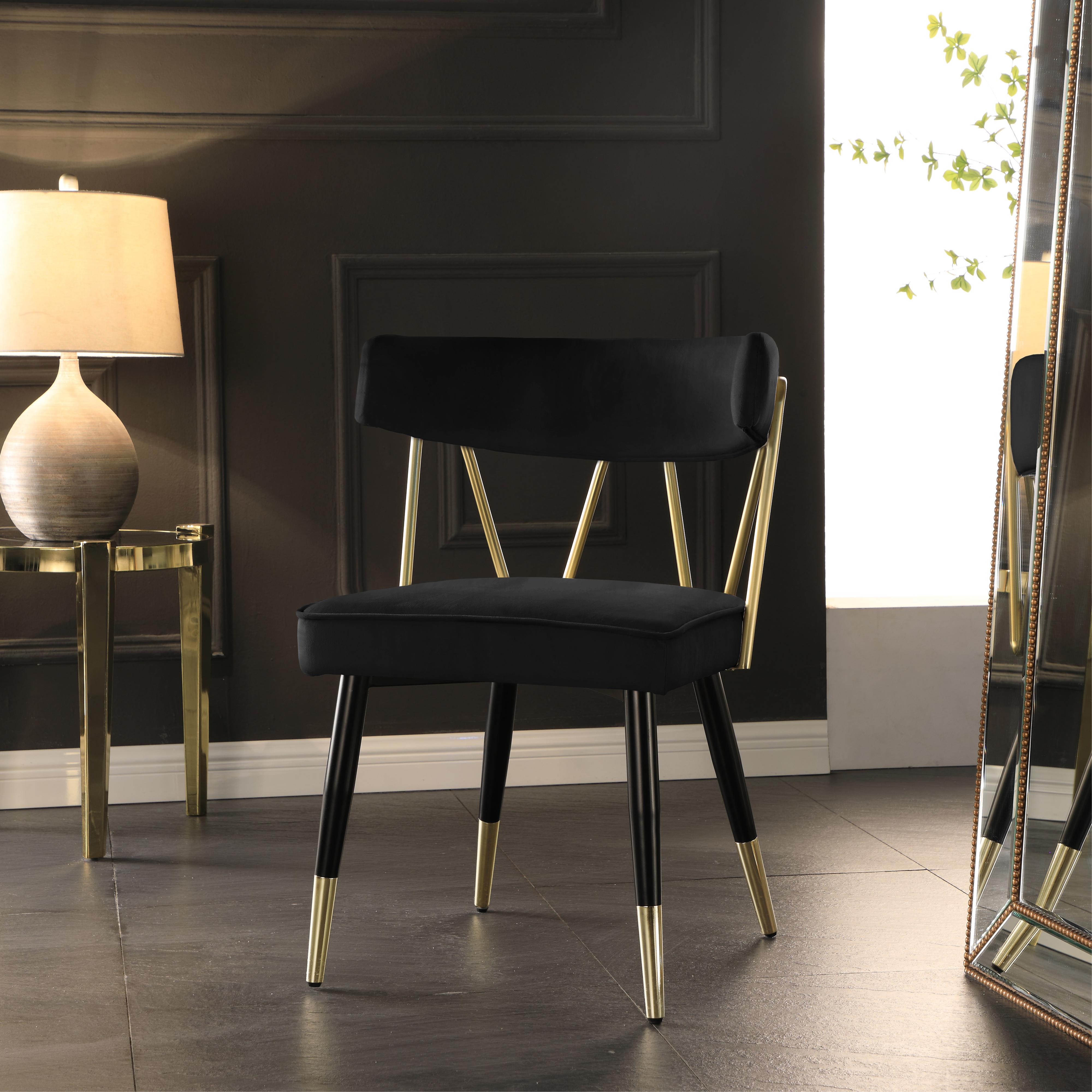 Meridian Rheingold Black Velvet Dining Chair