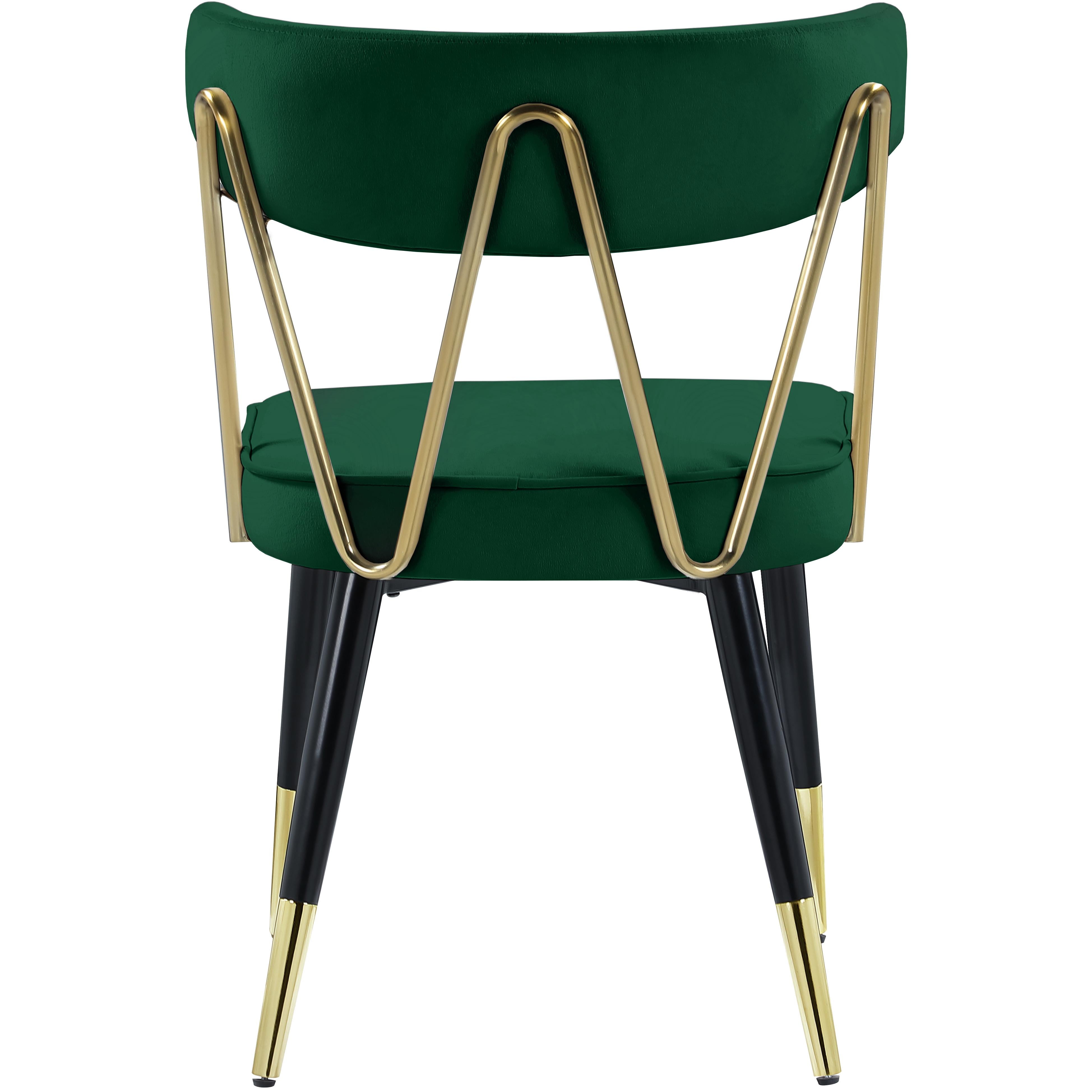 Meridian Rheingold Green Velvet Dining Chair