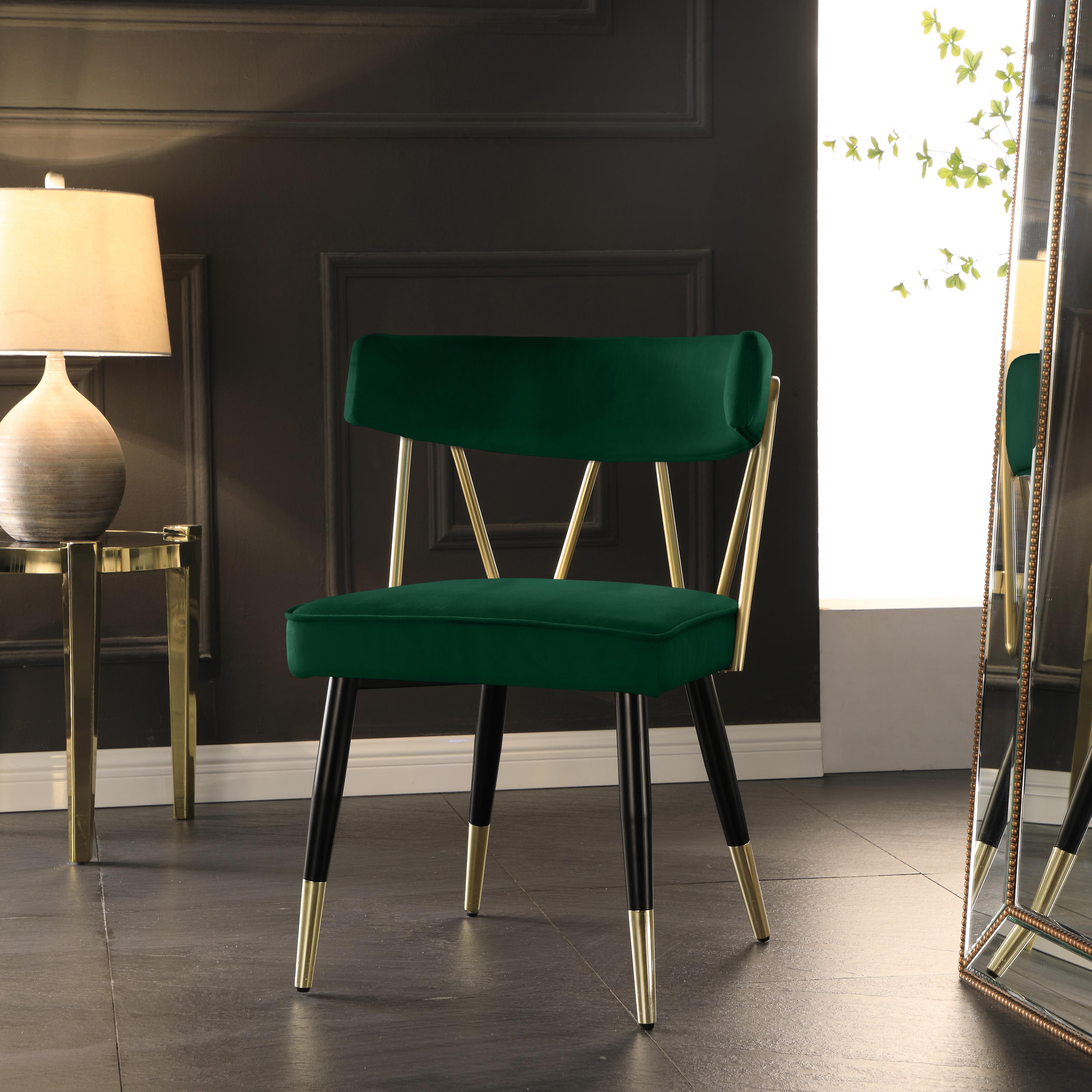 Meridian Rheingold Green Velvet Dining Chair